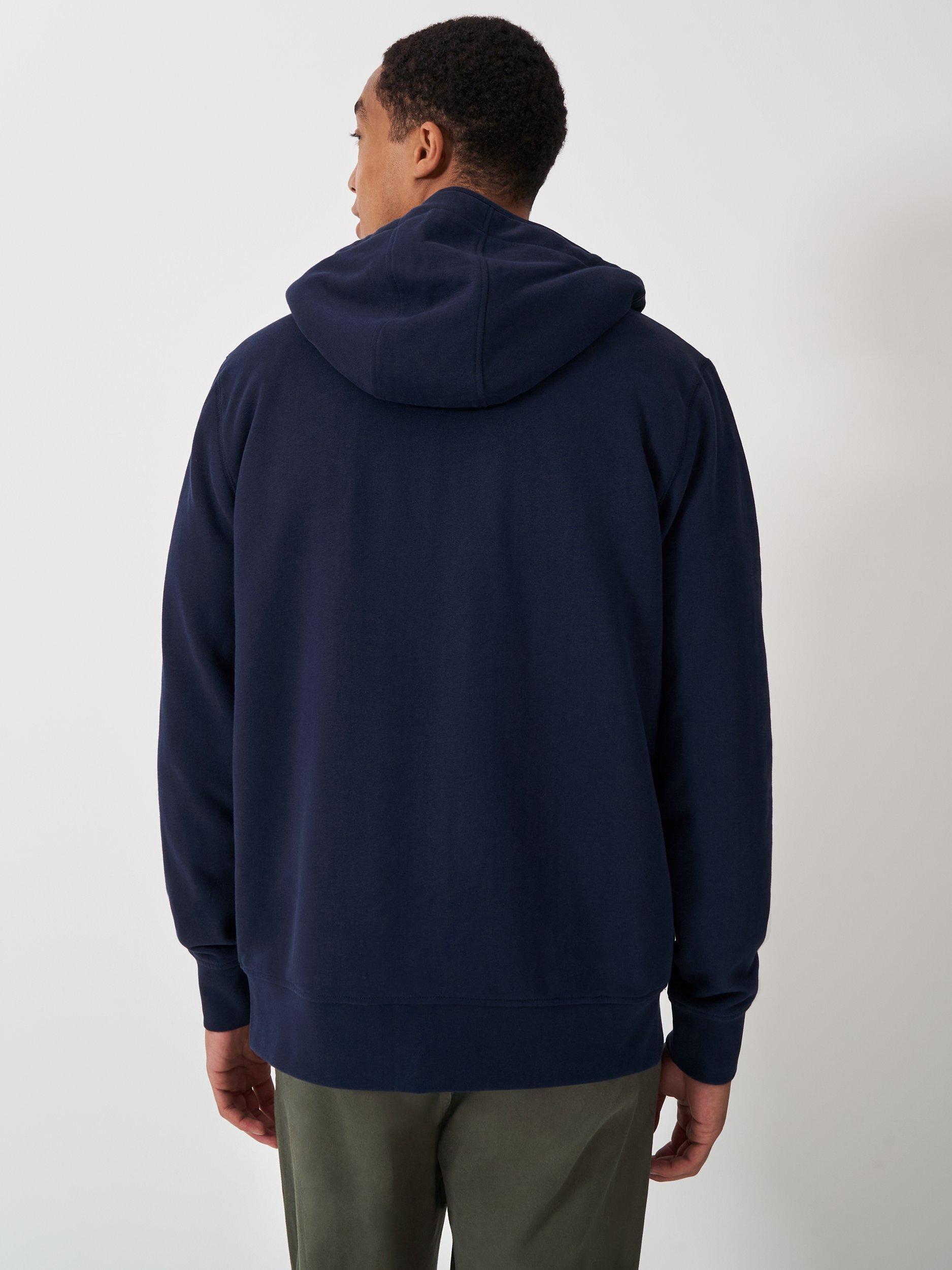 Product image 2 of 5, which shows Crew Clothing Bellingham Zip-Through Hoodie, Navy Blue, L