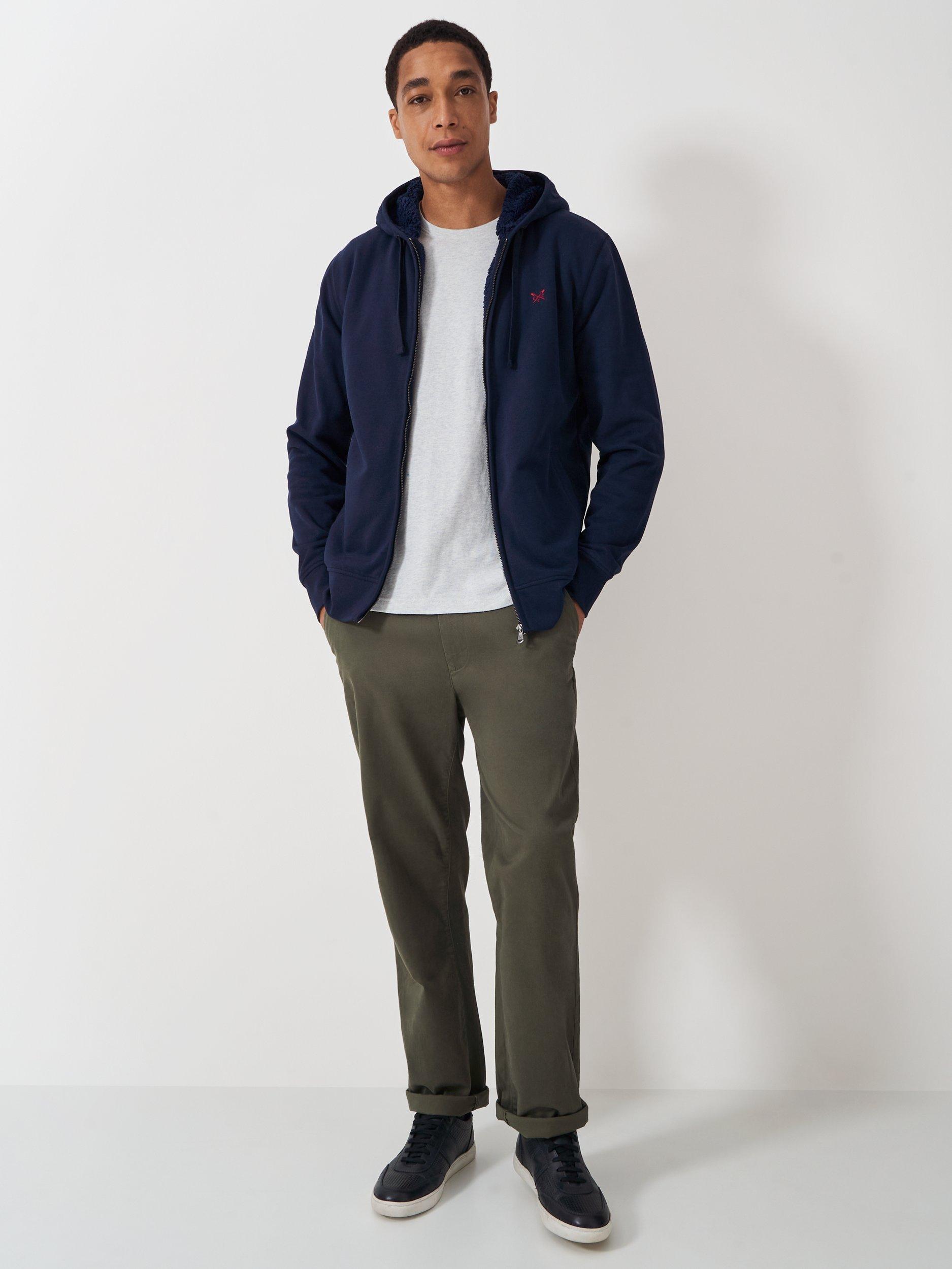 Product image 3 of 5, which shows Crew Clothing Bellingham Zip-Through Hoodie, Navy Blue, L