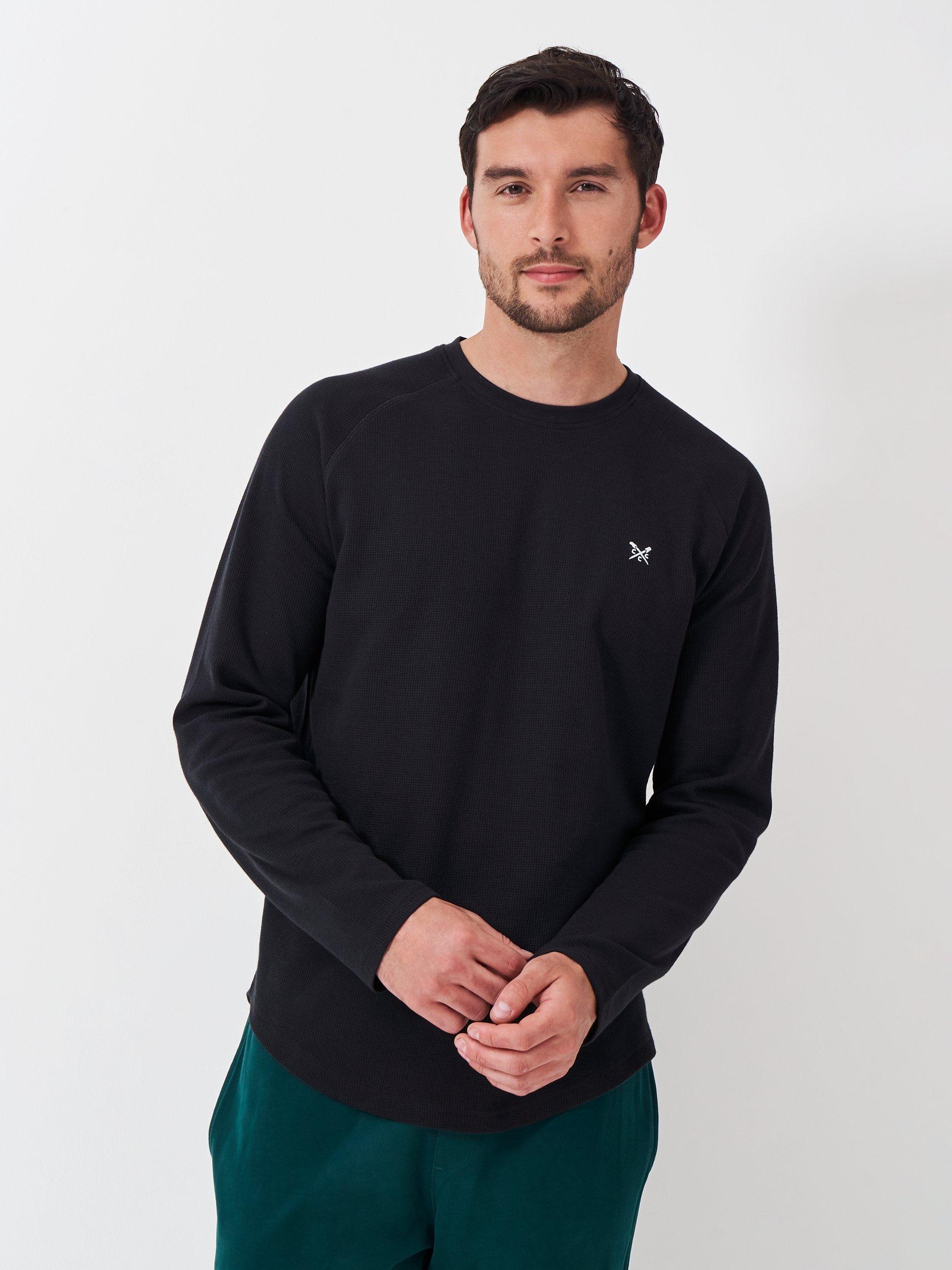 Crew Clothing Cotton Blend Long Sleeve Top, Dark Grey