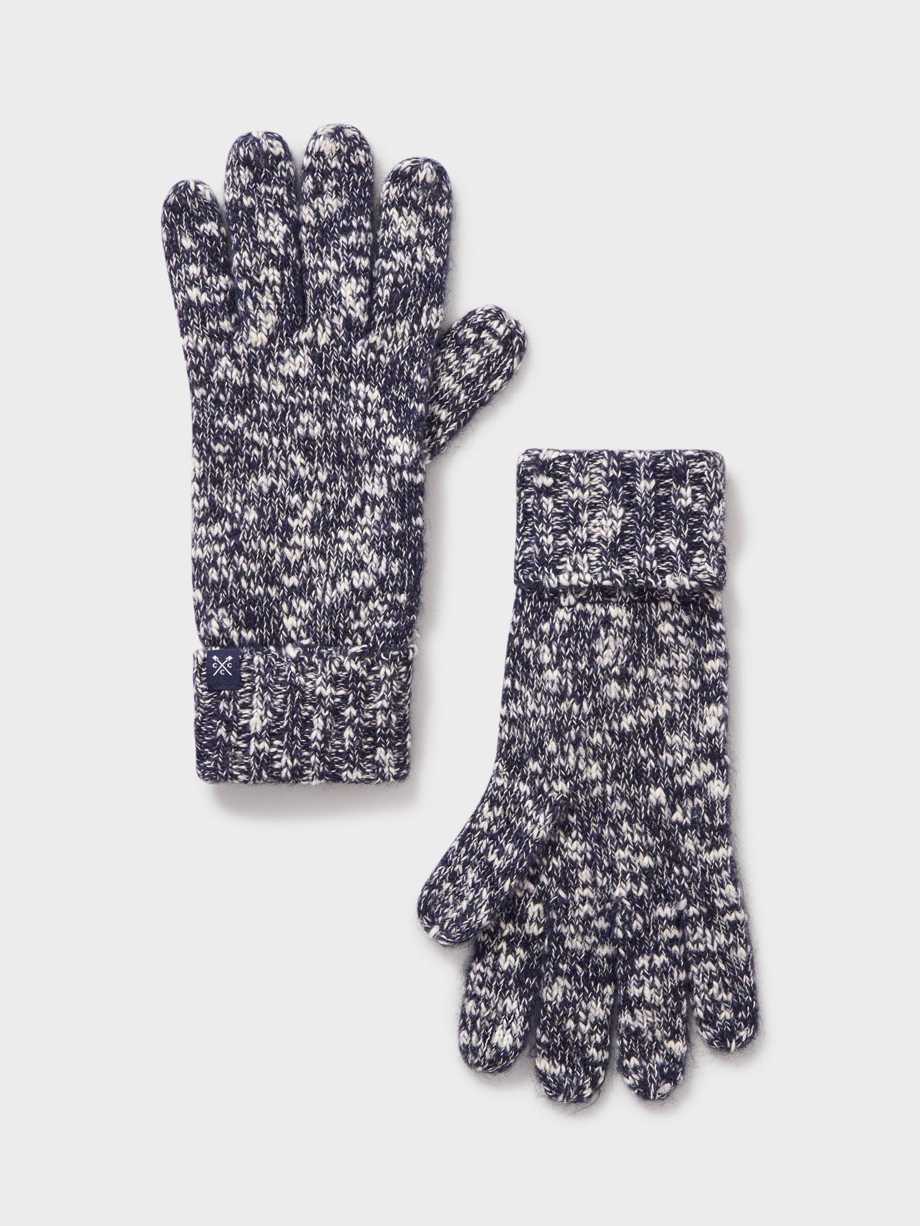 Crew Clothing Twisted Yarn Gloves, Navy/White