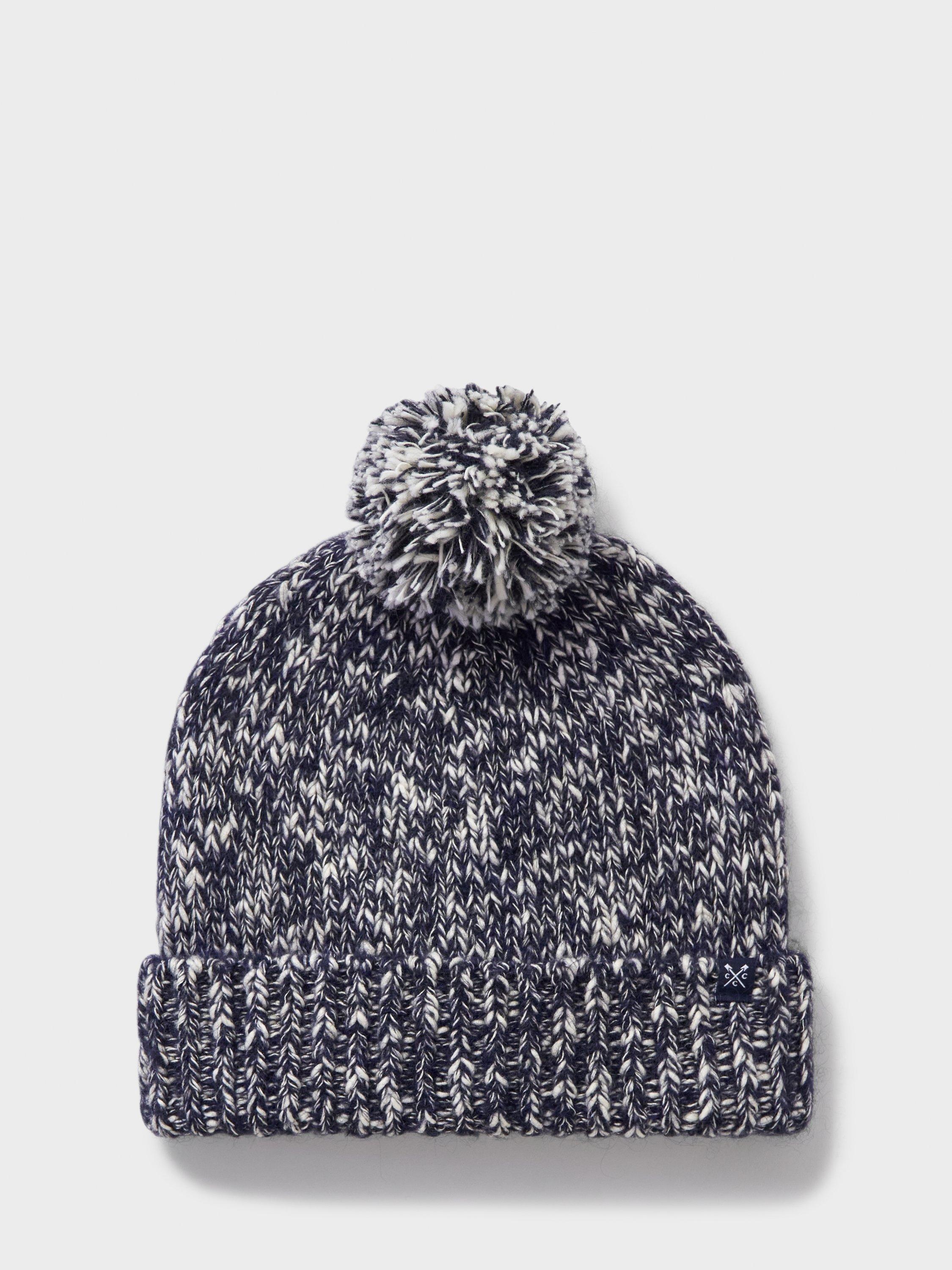 Crew Clothing Twisted Yarn Bobble Hat, Navy/White