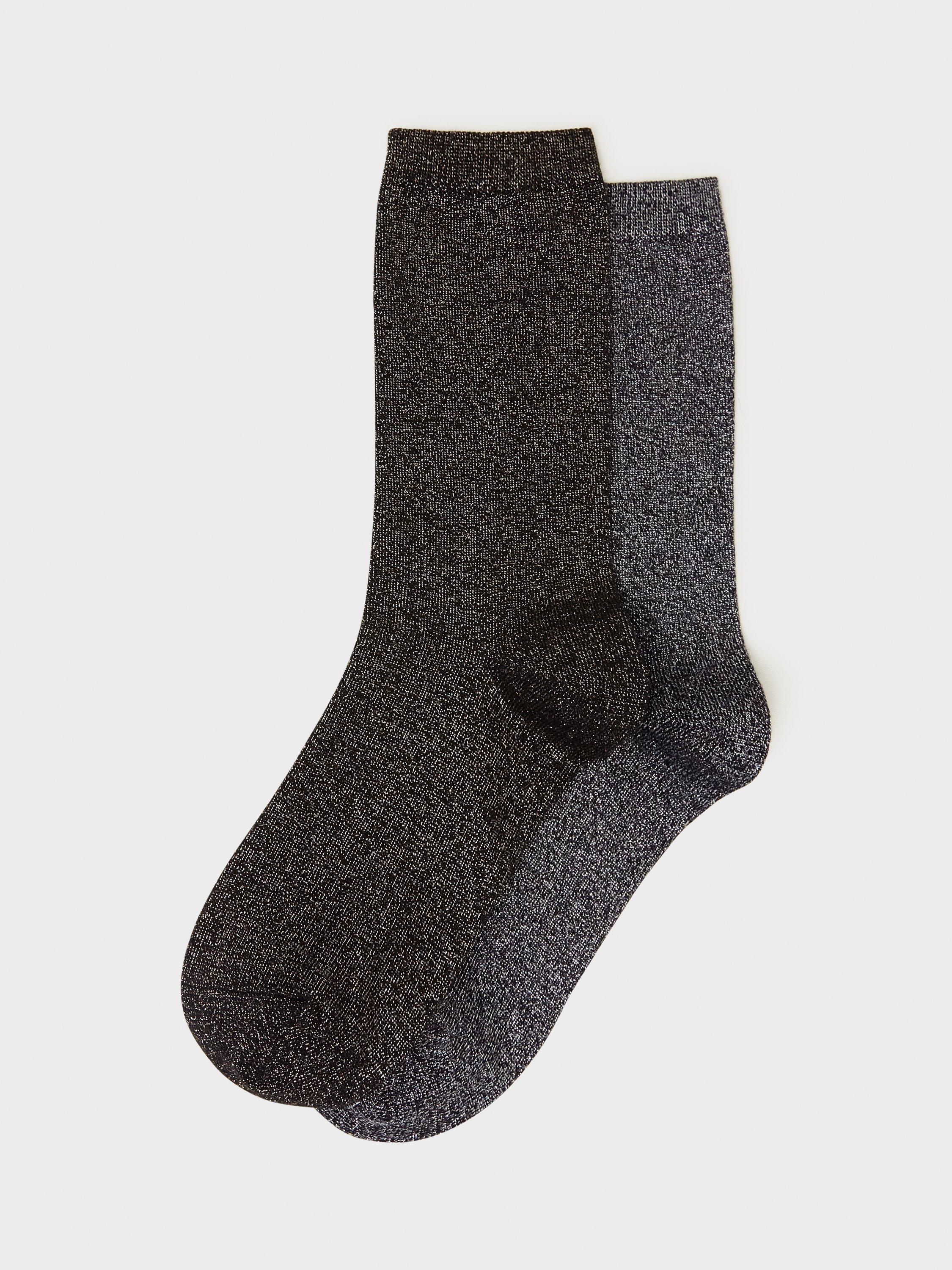 Crew Clothing Party Sparkle Ankle Socks, Pack of 2, Black, One Size