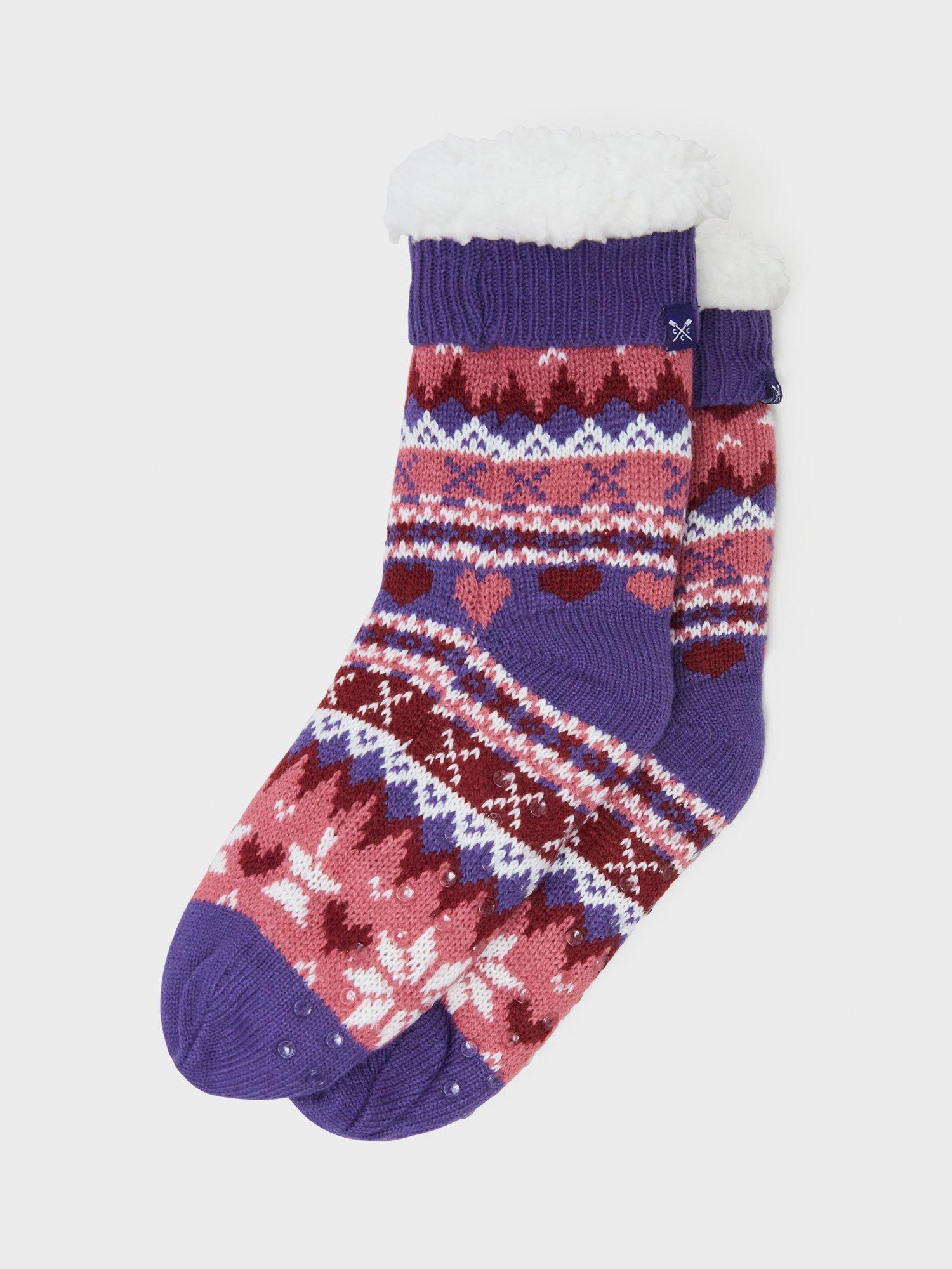 Crew Clothing Cosy Fair Isle Bed Socks, Navy Blue, One Size