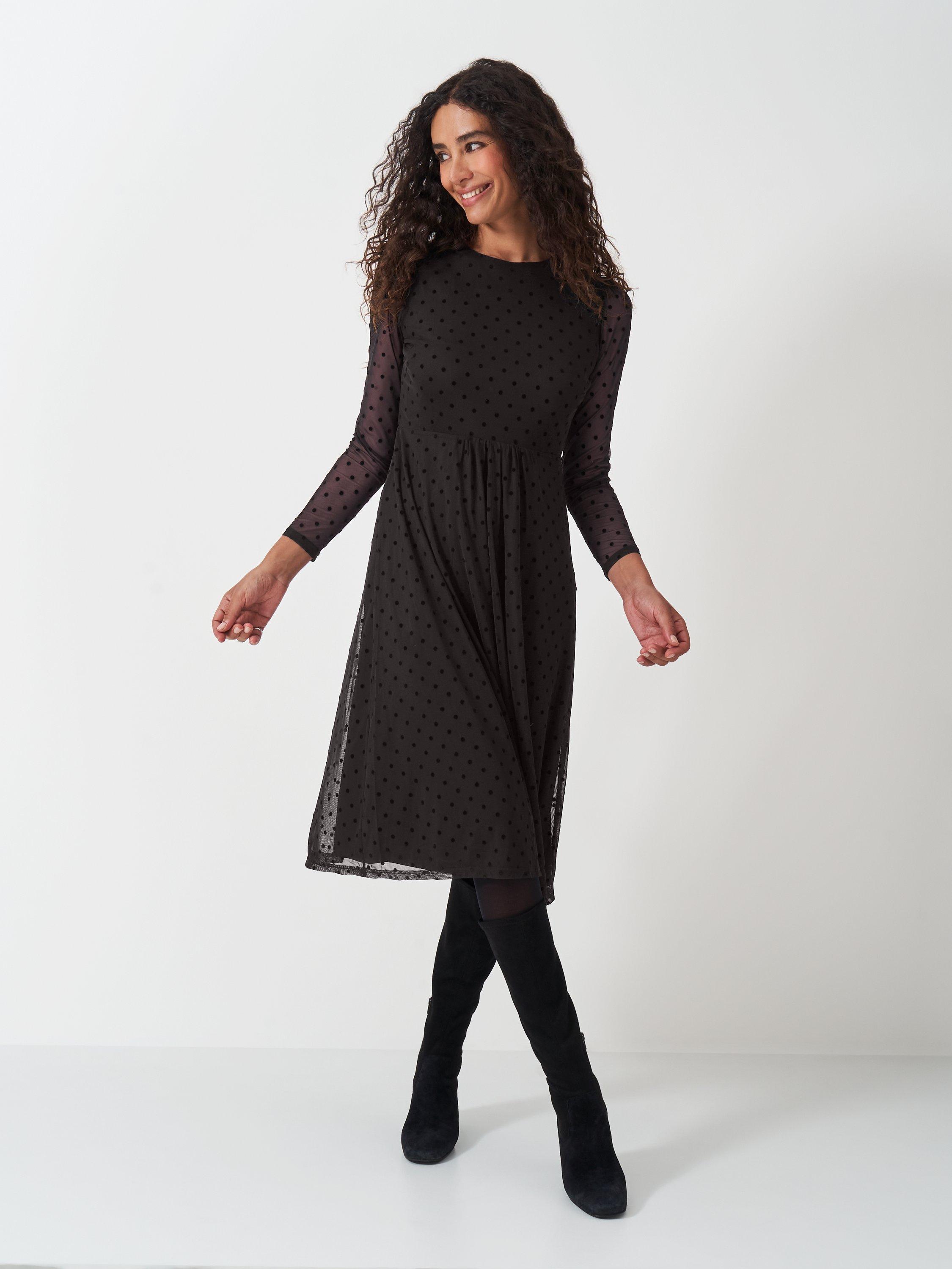 Crew Clothing Marten Jersey Tulle Dress, Black