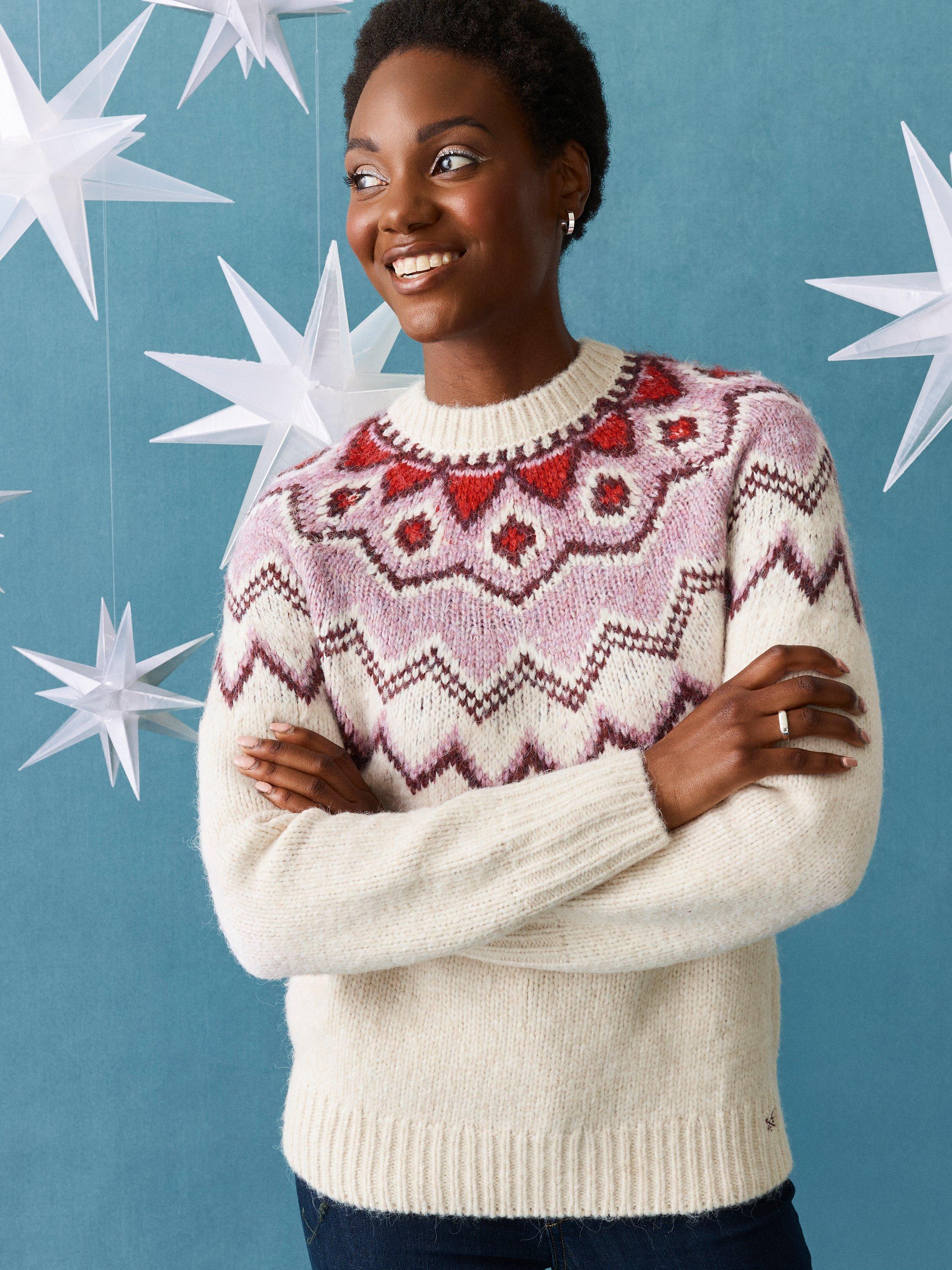Crew Clothing Fairisle Jumper, Pink/Multi