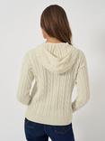 Crew Clothing Cable Knit Hoodie, Cream