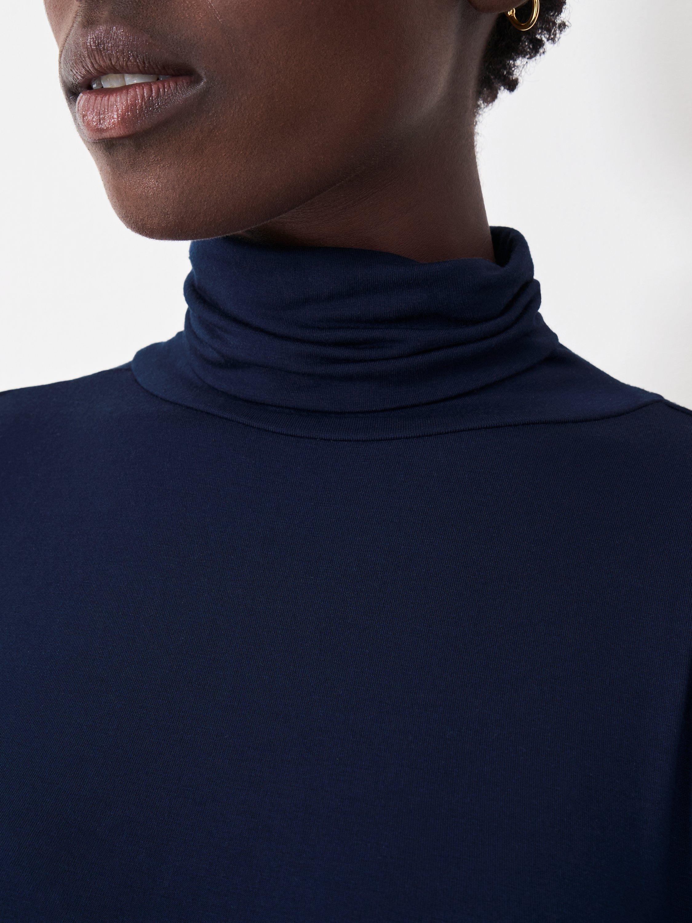 Product image 4 of 5, which shows Crew Clothing Second Skin Roll Neck Modal Top, Navy Blue, 8