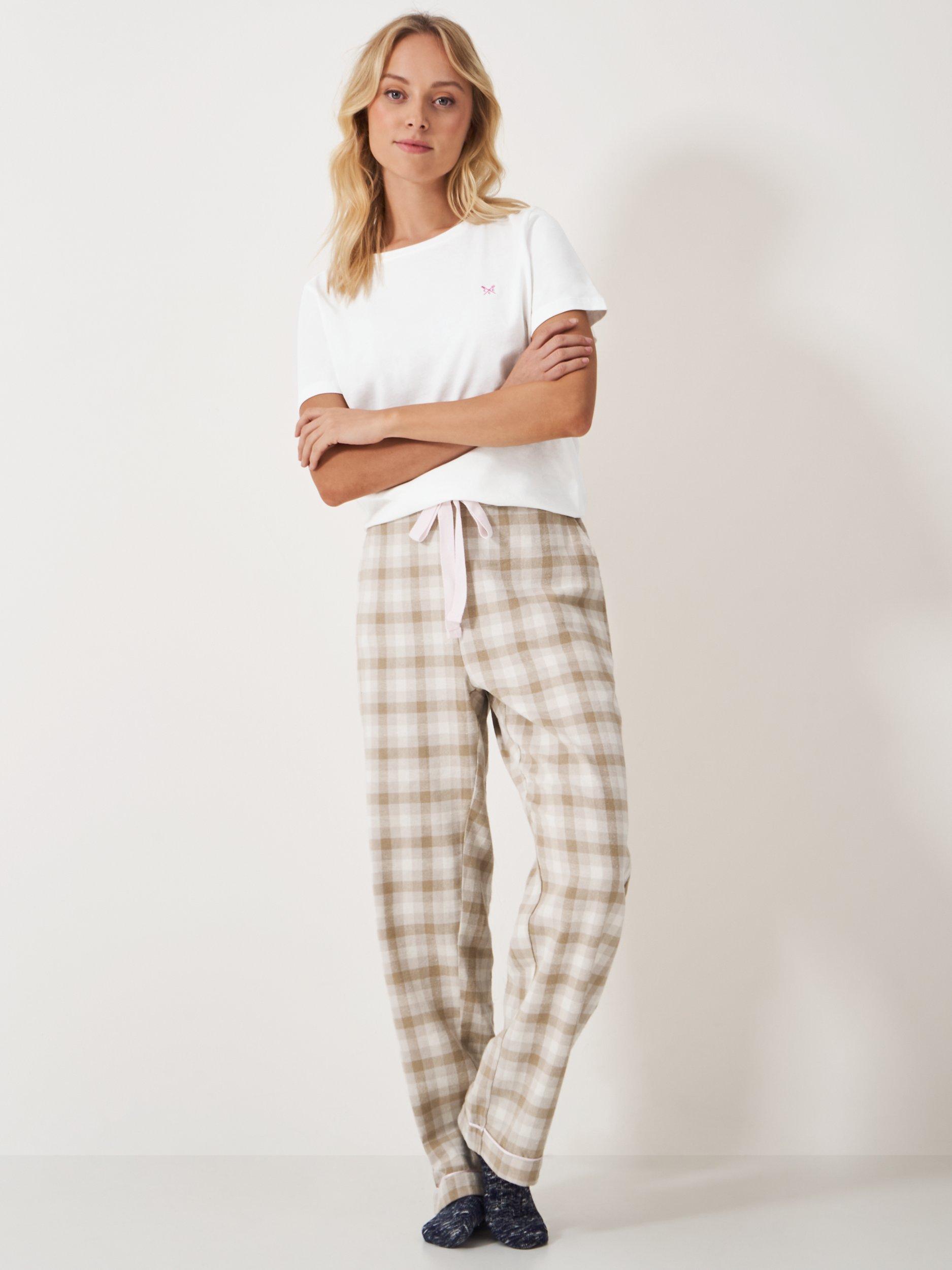 Crew Clothing Flannel Pyjamas Oatmeal White