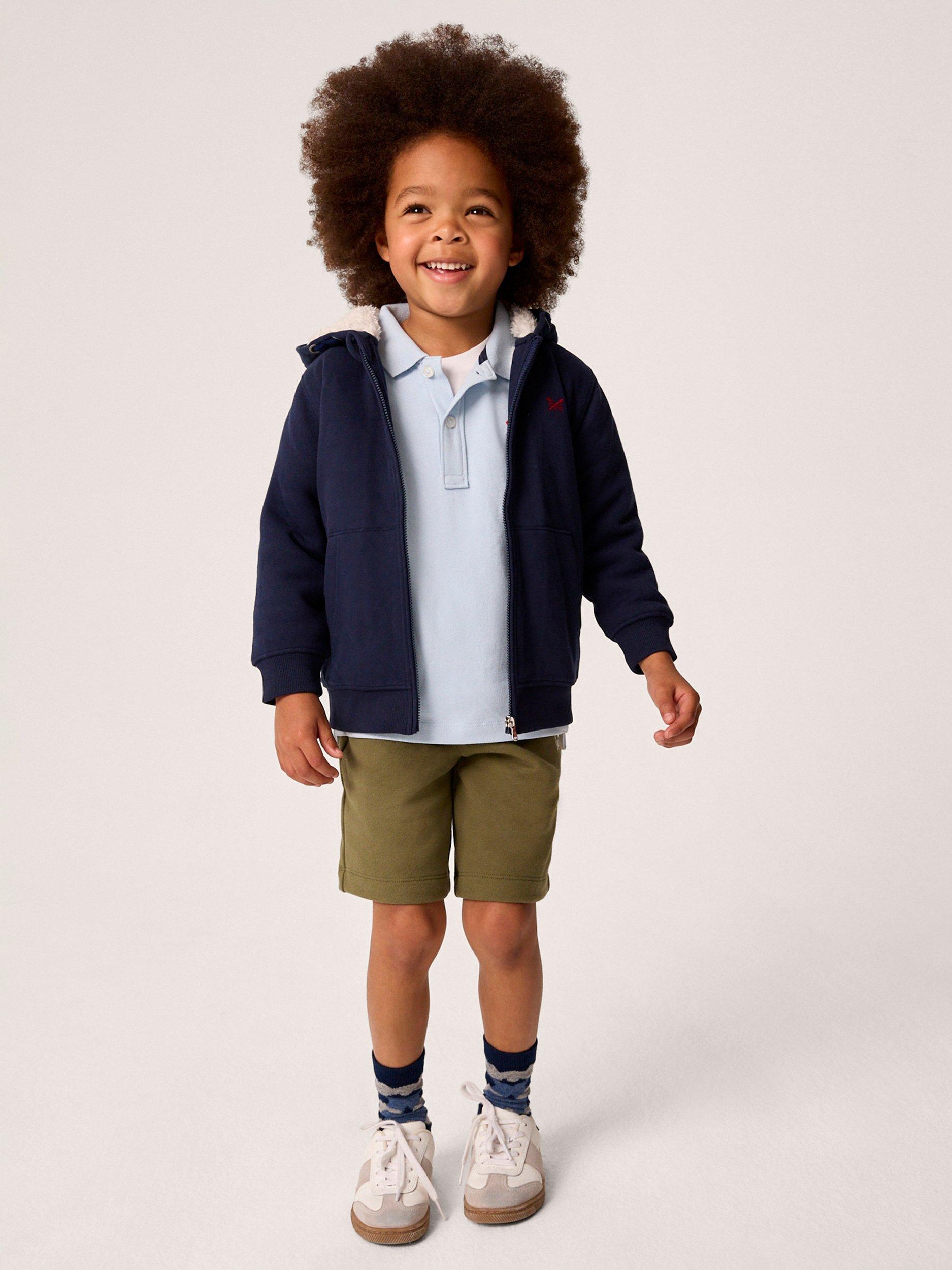 Crew Clothing Kids' Cotton Zip Up Hoodie, Navy Blue