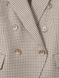 Reiss Elisa Wool Blend Double Breasted Check Blazer, Beige