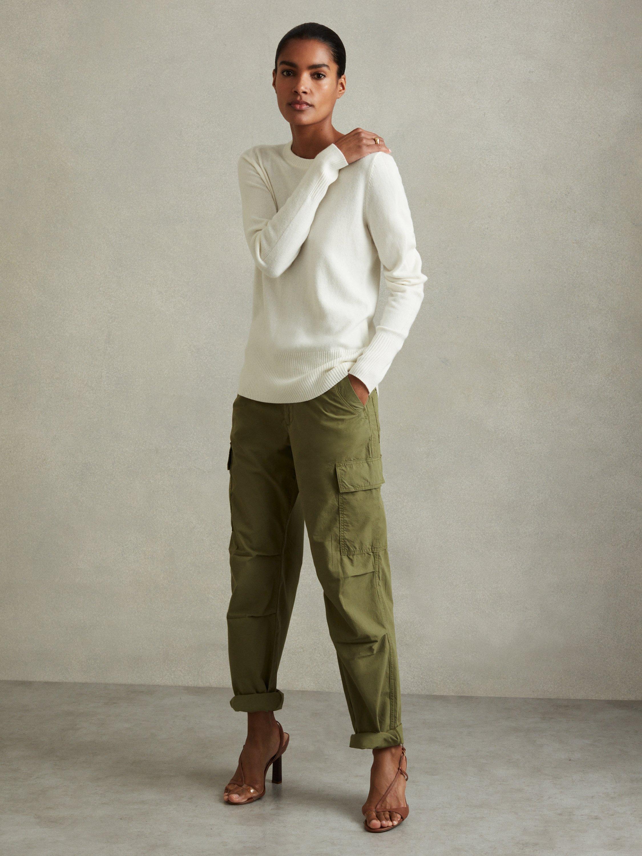 Product image 3 of 5, which shows Reiss Annie Wool Cashmere Blend Crew Neck Jumper, Cream, XS