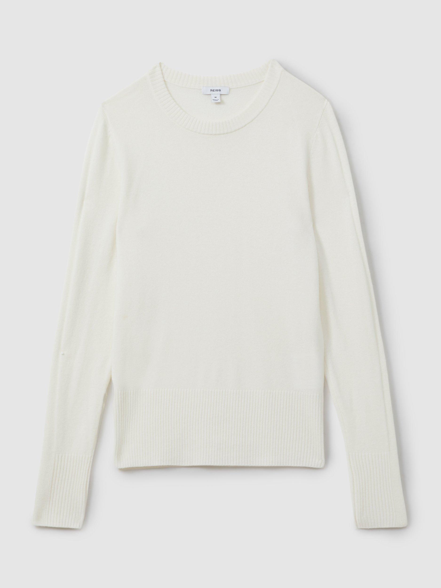 Product image 5 of 5, which shows Reiss Annie Wool Cashmere Blend Crew Neck Jumper, Cream, XS