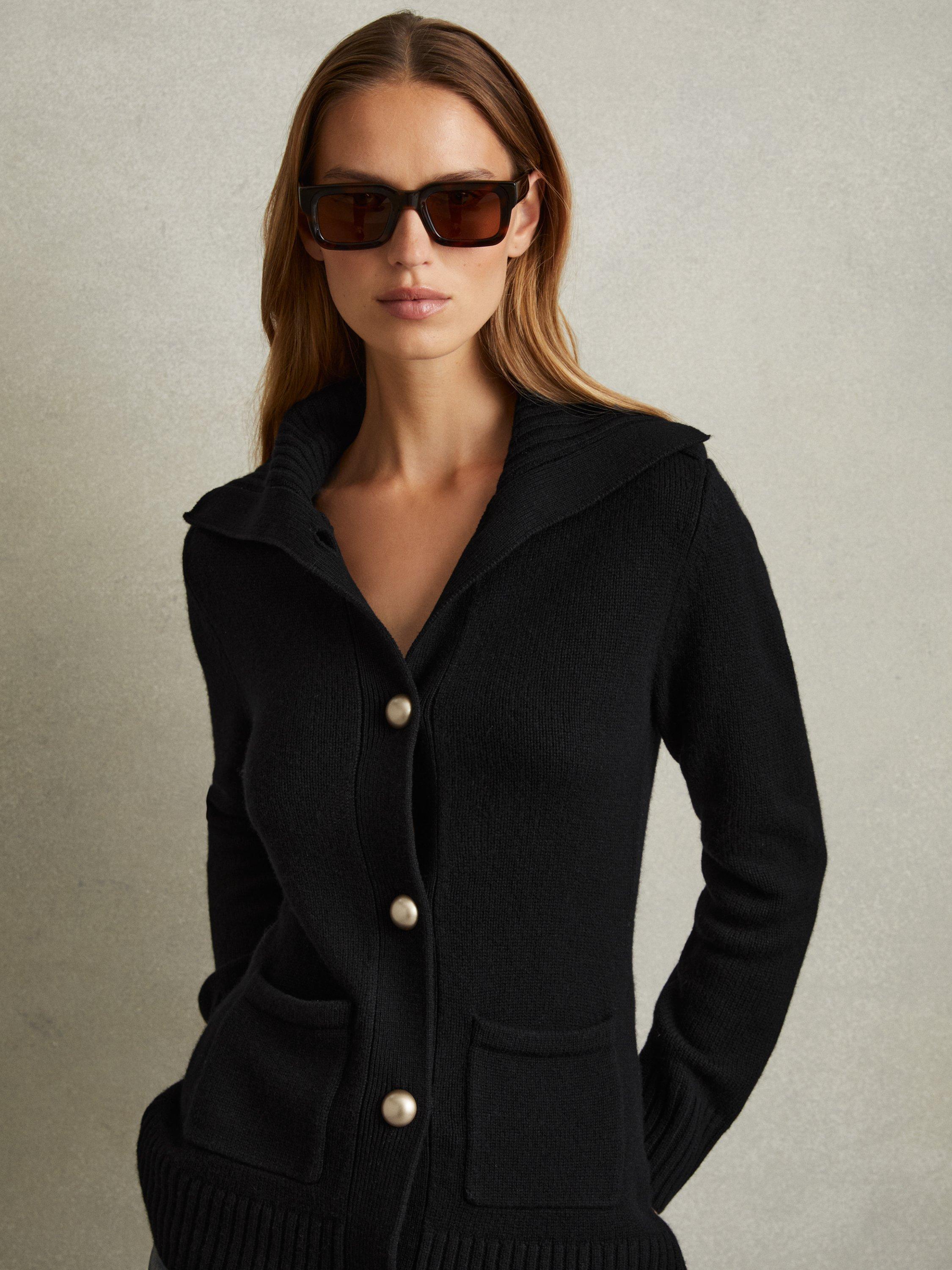 Black cashmere cardigan womens best sale