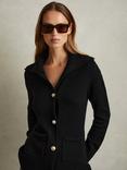 Reiss Wool and Cashmere Cardigan, Black, Black