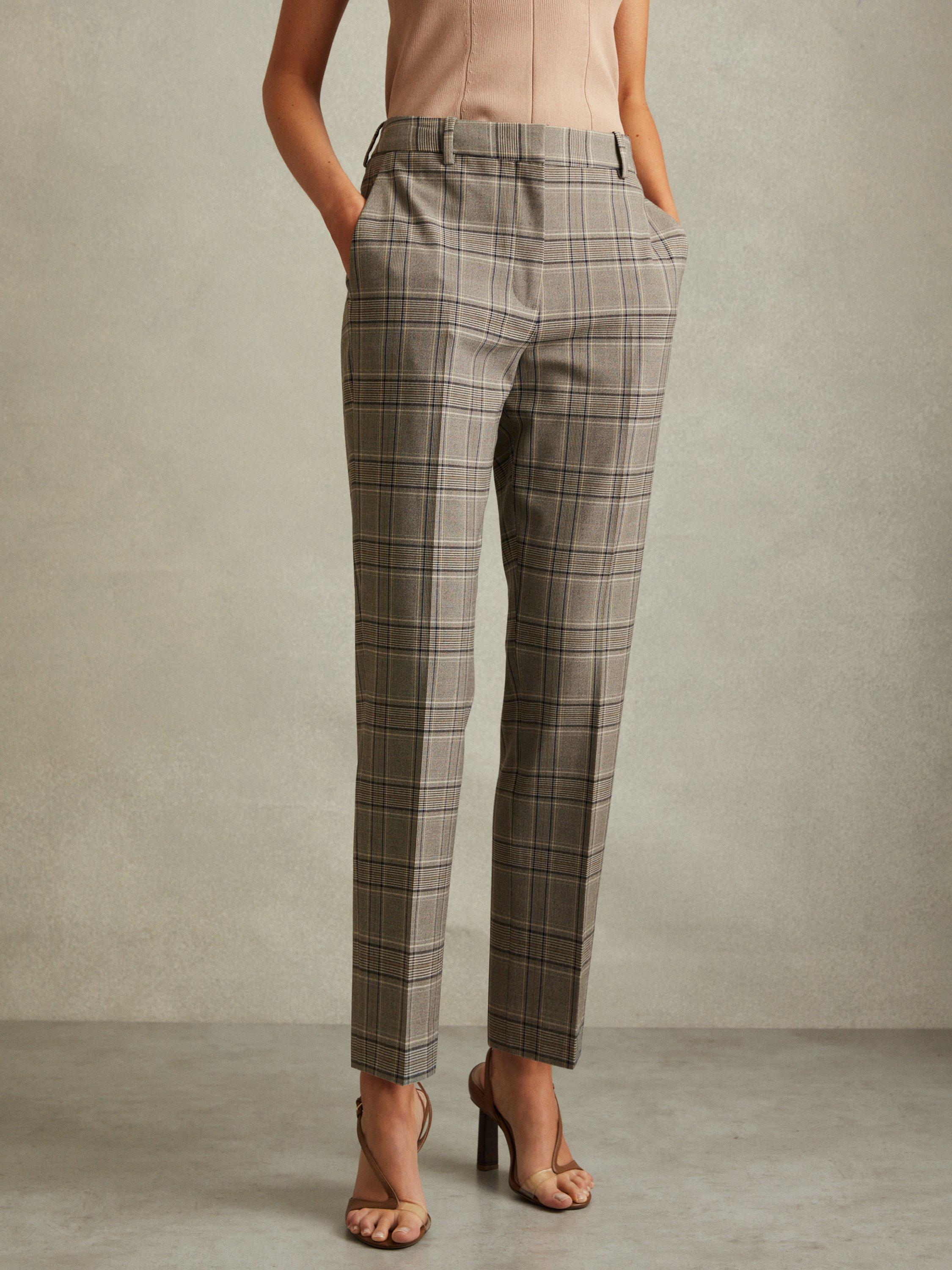 Petite checked trousers hotsell