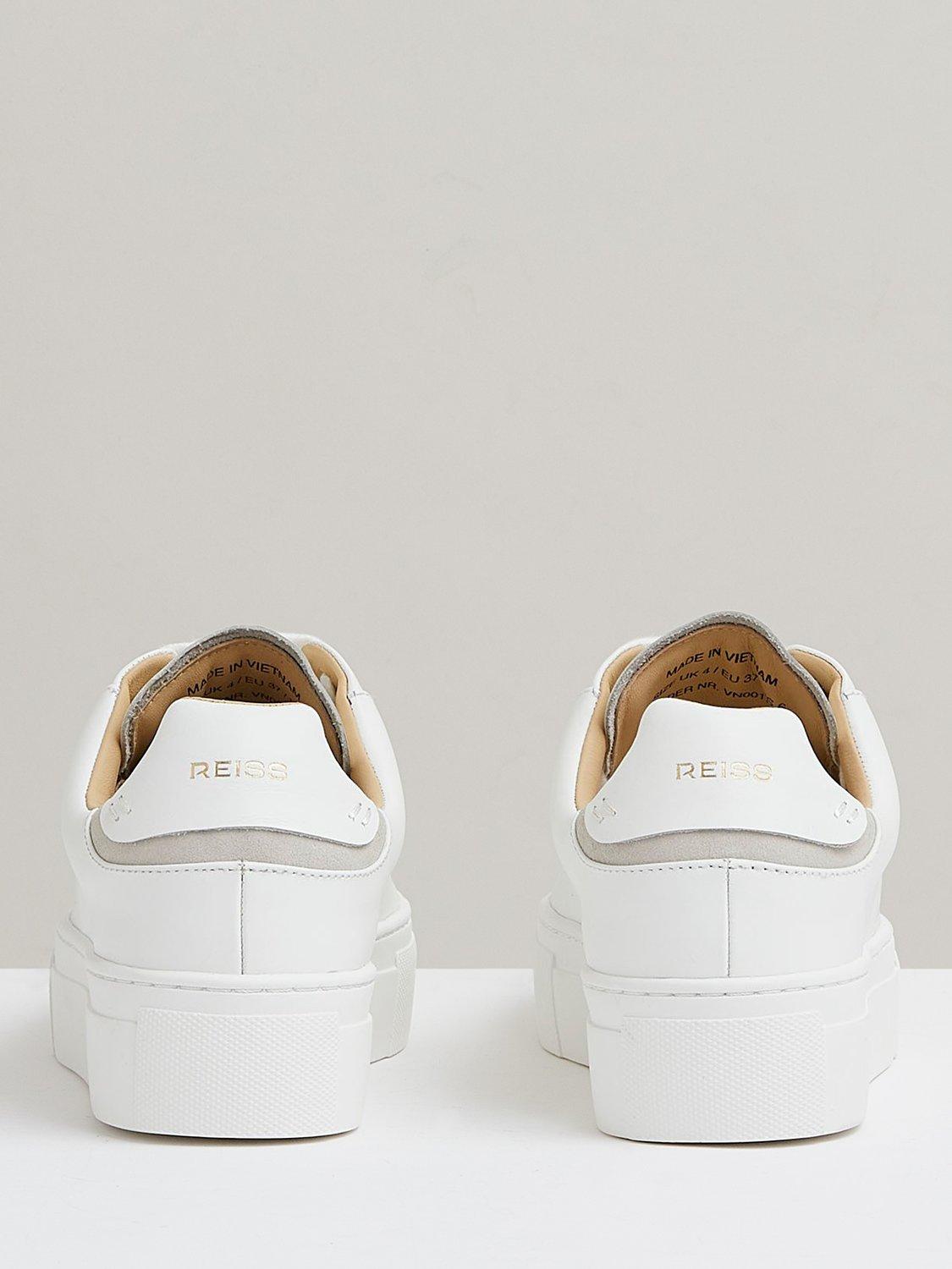 Product image 2 of 4, which shows Reiss Francesca Leather Chunky Trainers, White, 3