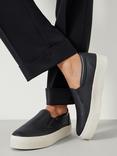 HUSH Gili Leather Flatform Trainers, Black