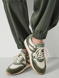 HUSH Rylee Retro Trainers - view 2, Olive/Cream