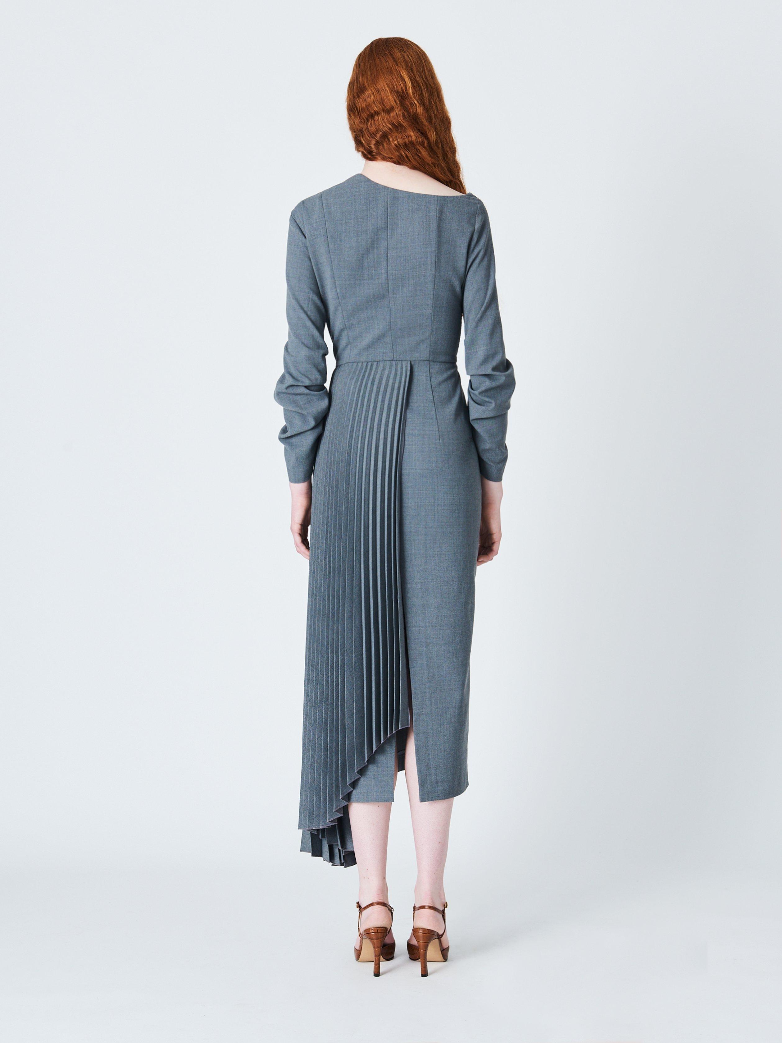 Product image 2 of 4, which shows John Lewis x A.W.A.K.E. MODE Asymmetric Pleat Dress, Grey, 6