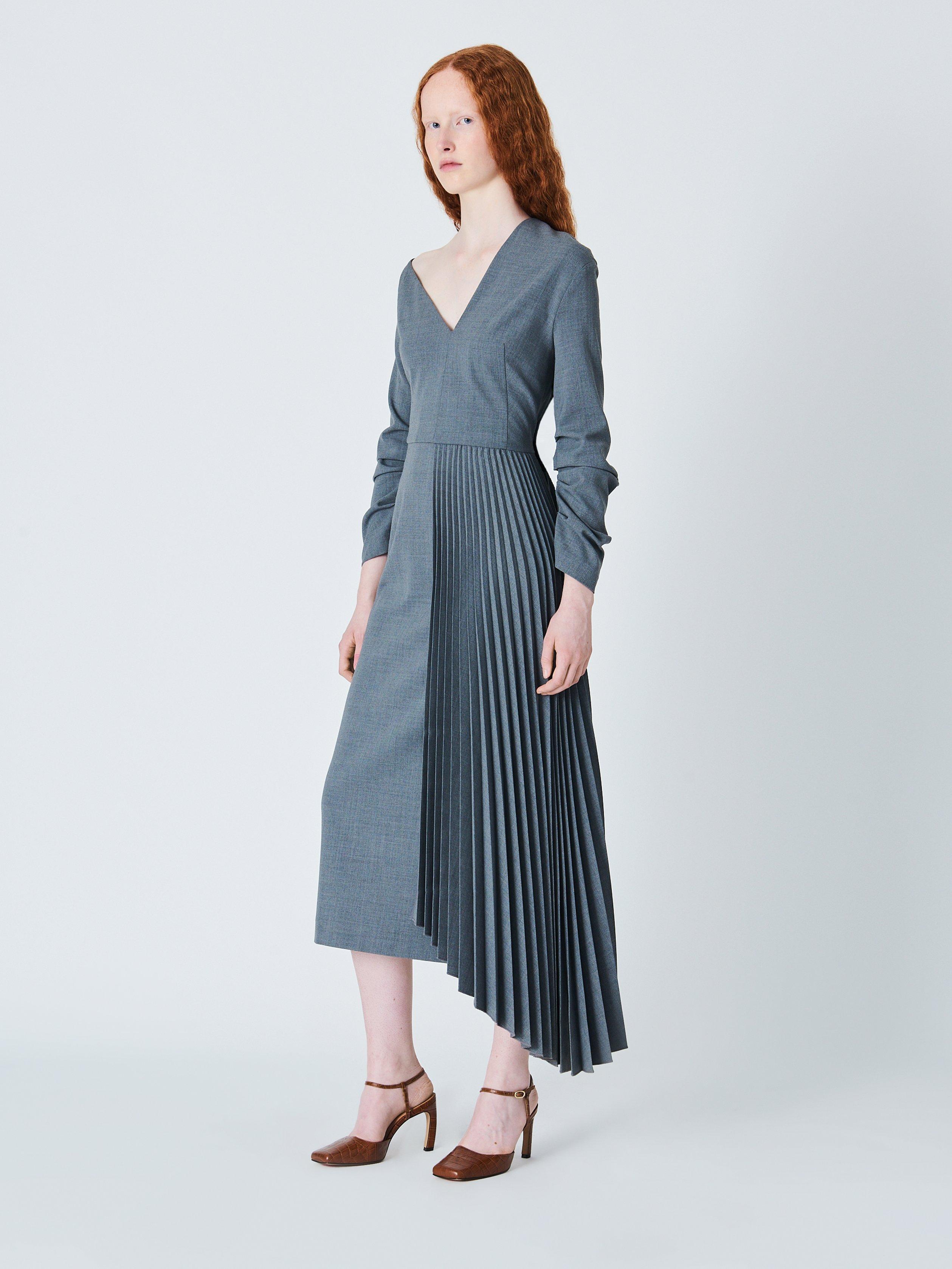 John Lewis x A.W.A.K.E. MODE Asymmetric Pleat Dress Grey