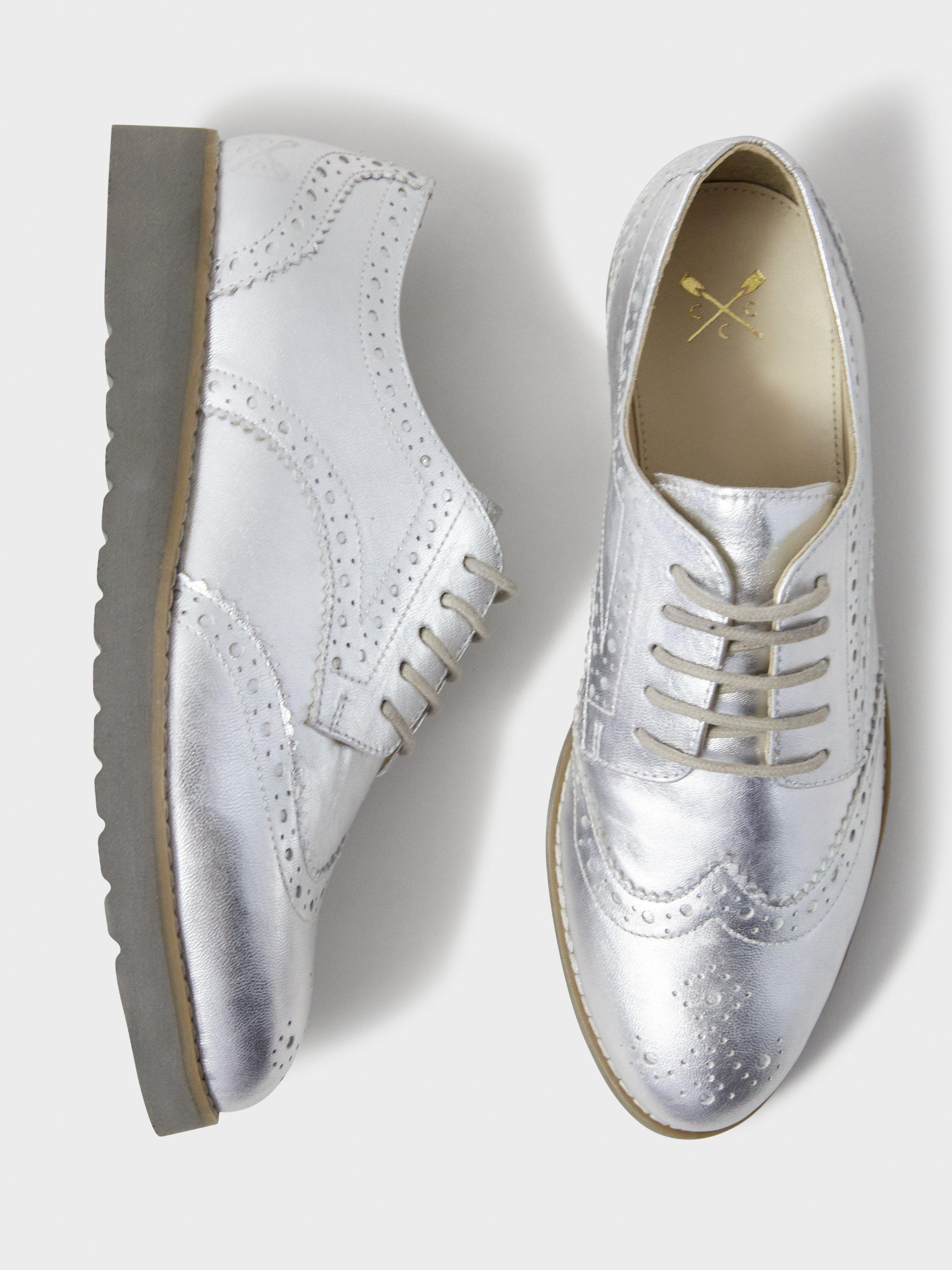 Crew Clothing Leather Brogues Silver