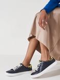 Crew Clothing Leather Trainers, Navy Blue