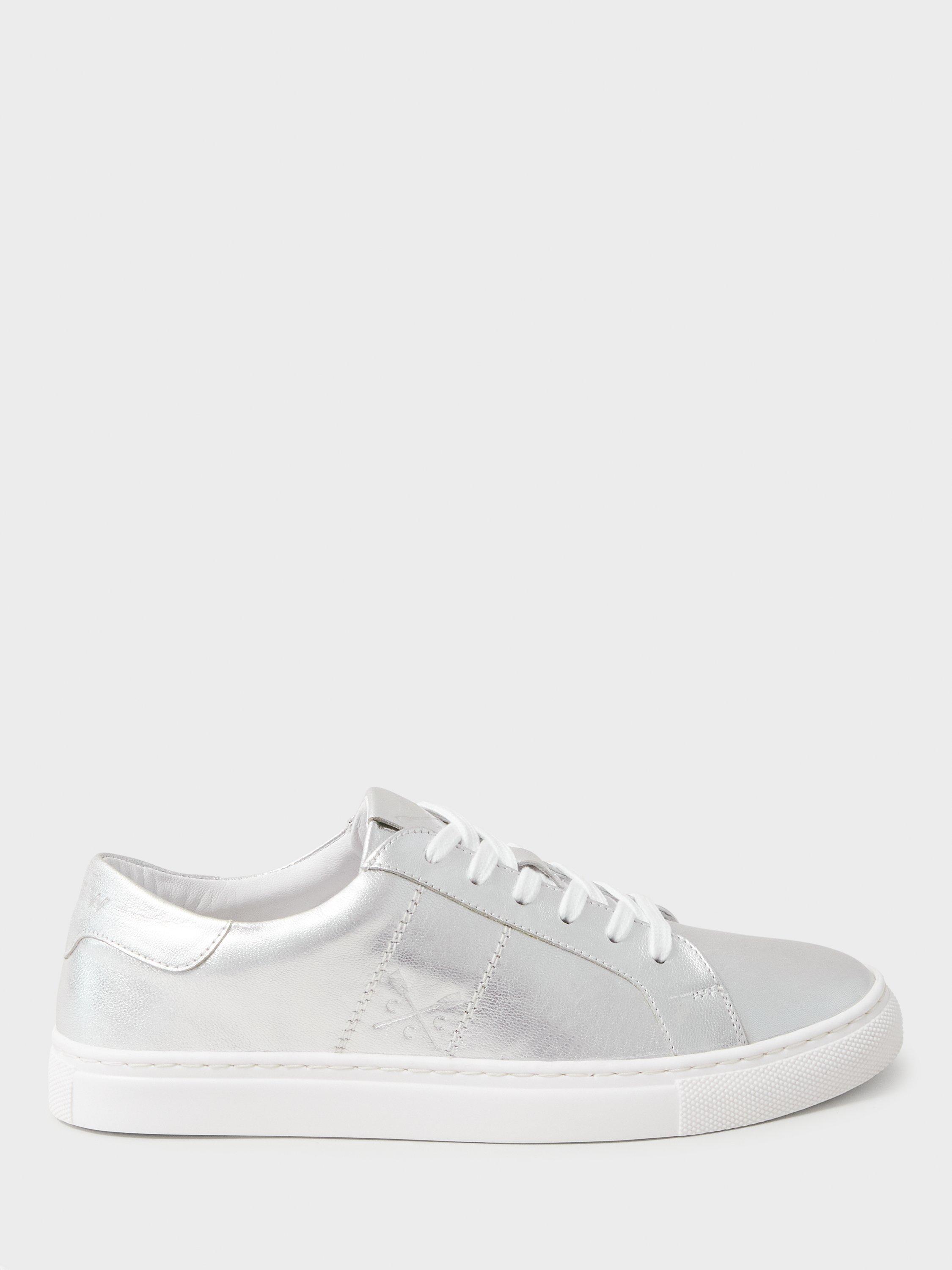 Product image 1 of 4, which shows Crew Clothing Leather Trainers, Silver Grey, 8