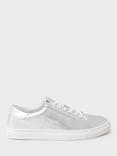 Crew Clothing Leather Trainers, Silver Grey