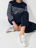 Crew Clothing Leather Trainers, Silver Grey, Silver Grey