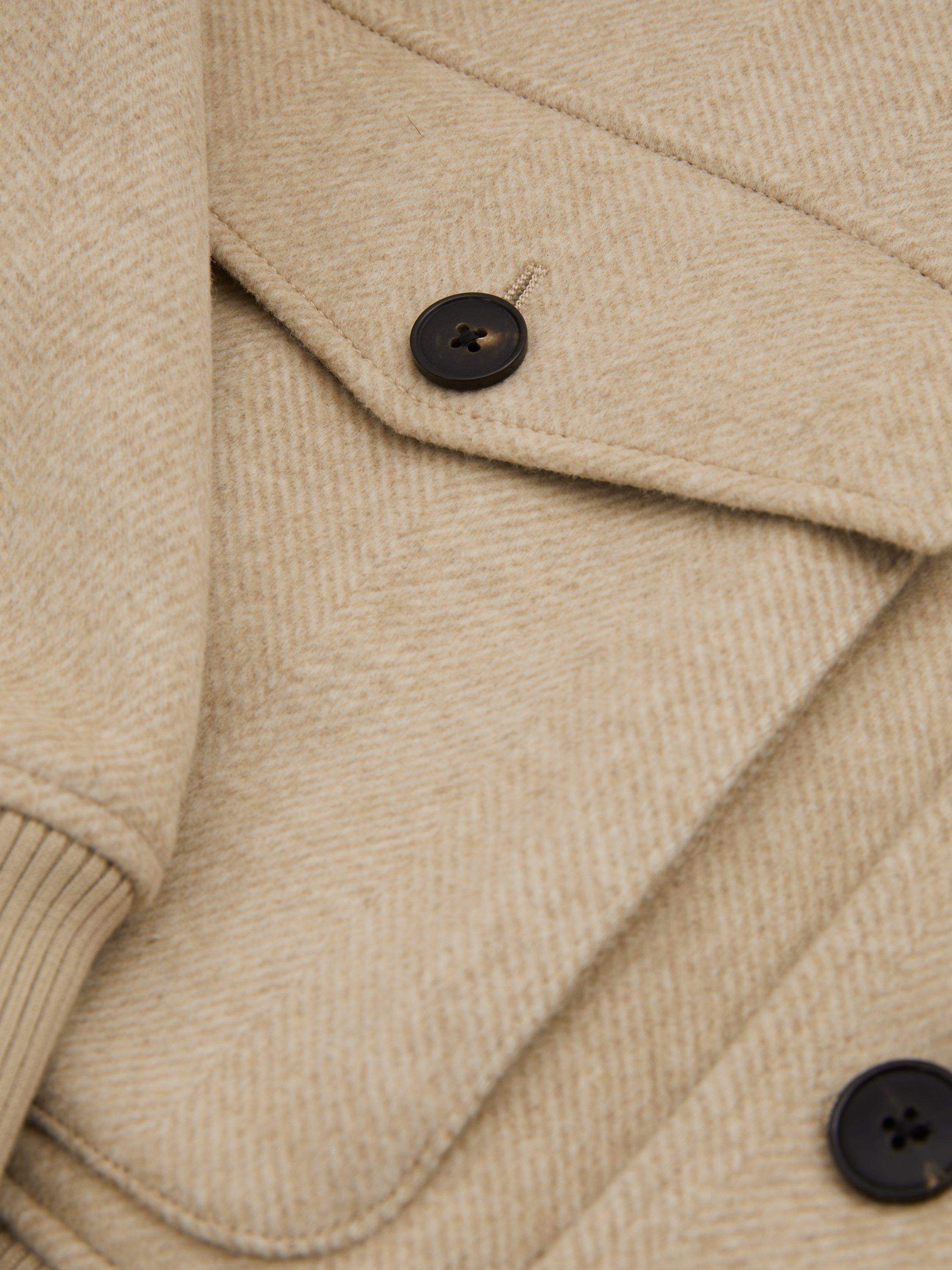 Product image 4 of 5, which shows Reiss Bak Wool Blend Herringbone Jacket, Oatmeal Herringbone, XS