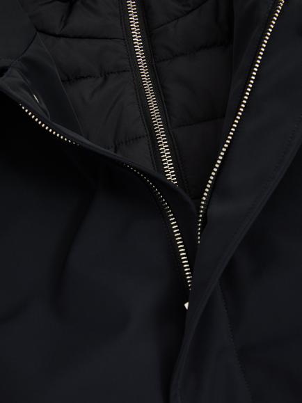 Reiss Logan Funnel Neck Coat - view 2, Navy
