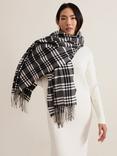 Phase Eight Check Scarf, Black/White