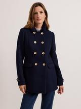 Hobbs Elaine Tweed Coat, Navy