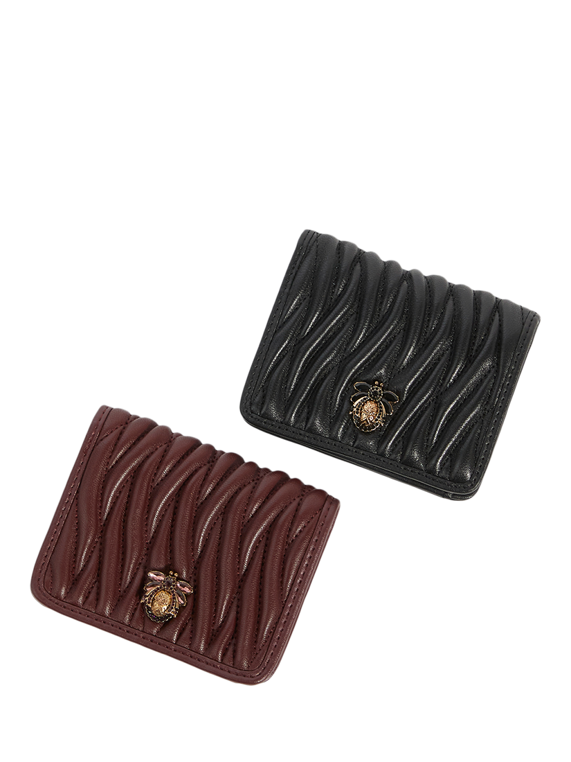 Product image 5 of 5, which shows Dune London Kaci Wavy Leather Purse, Burgundy