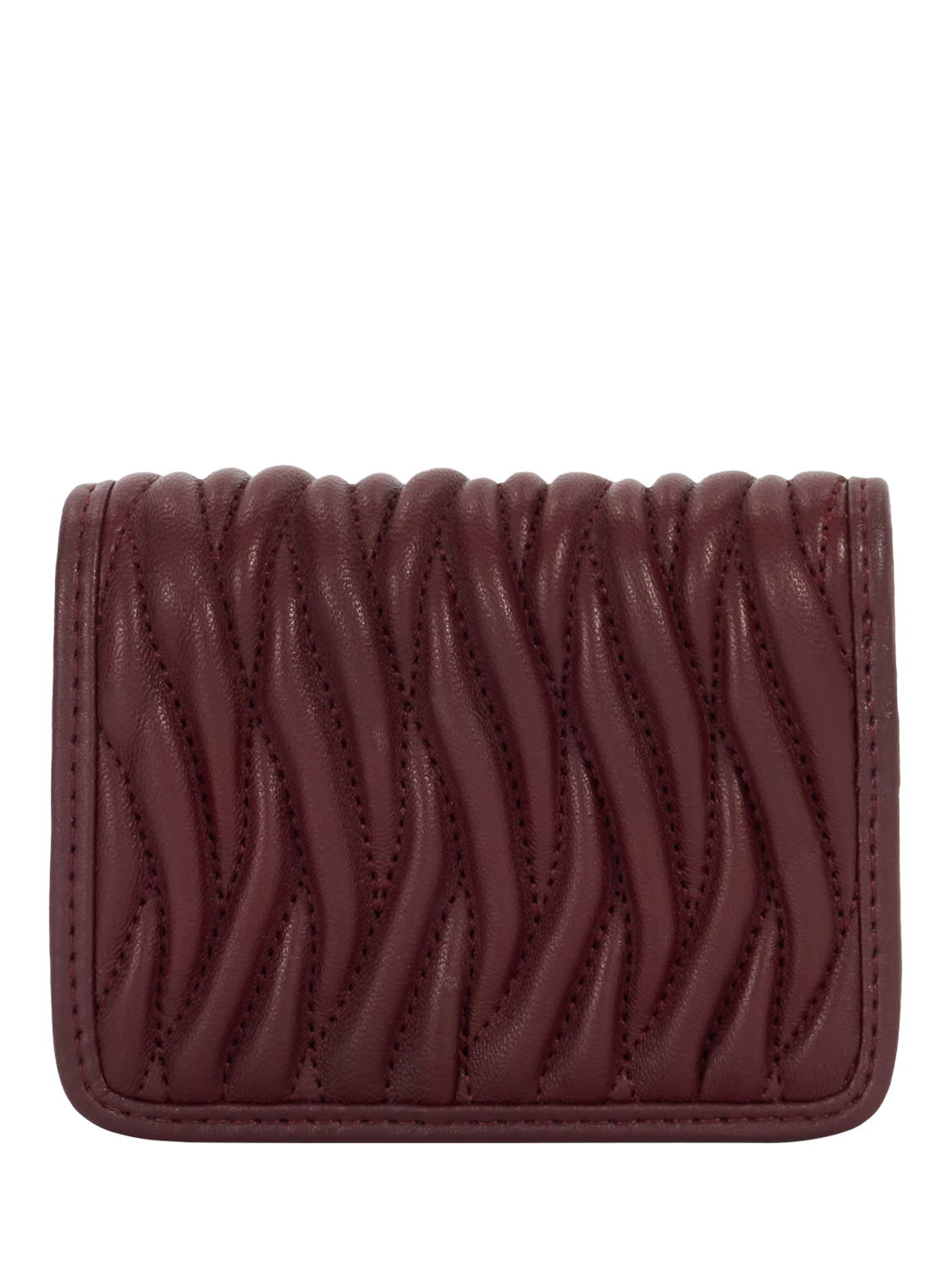 Product image 2 of 5, which shows Dune London Kaci Wavy Leather Purse, Burgundy