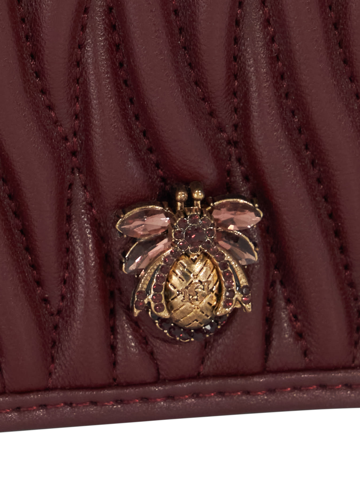 Product image 4 of 5, which shows Dune London Kaci Wavy Leather Purse, Burgundy