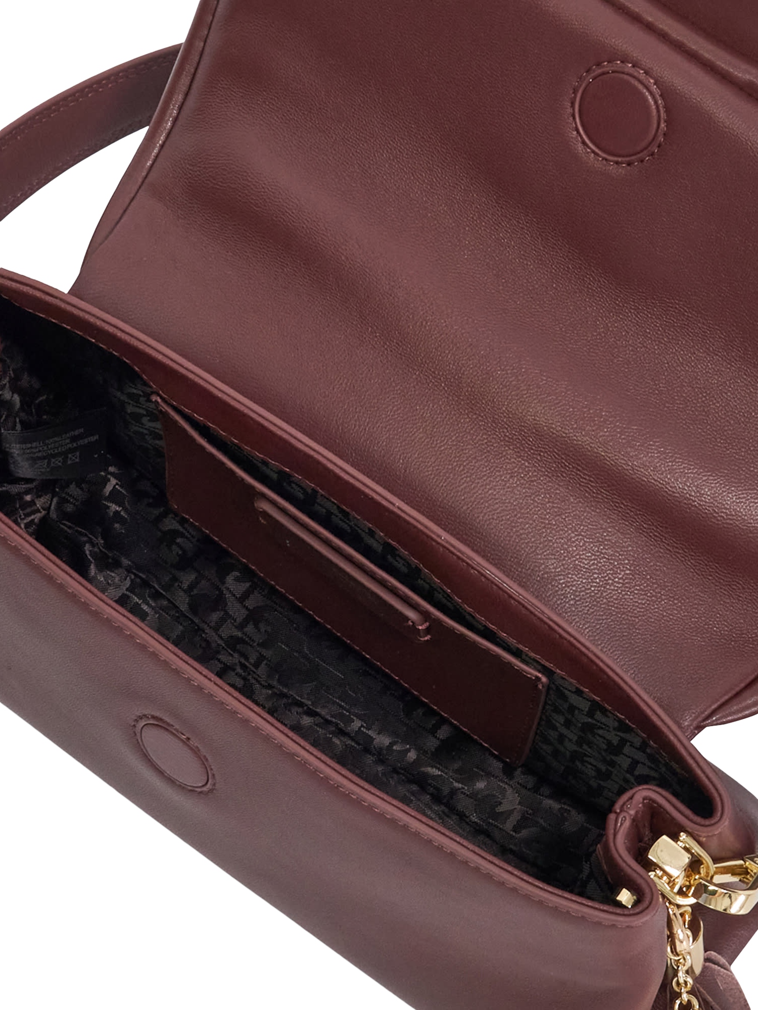 Product image 4 of 5, which shows Dune London Chelsea Leather Shoulder Bag, Burgundy