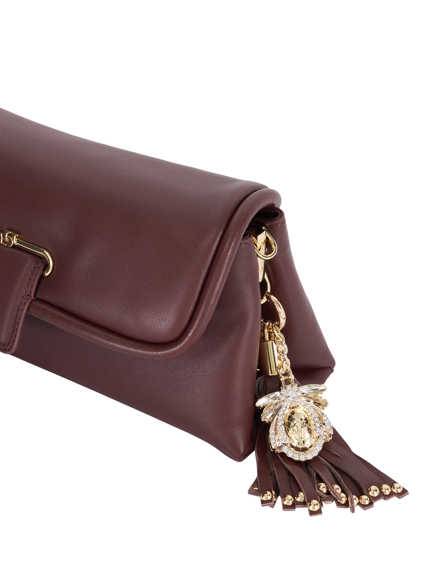 Product image 5 of 5, which shows Dune London Chelsea Leather Shoulder Bag, Burgundy