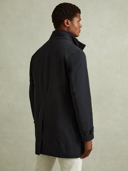 Reiss Player Hybrid Removable Funnel Neck Overcoat - view 2, Navy