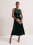 Phase Eight Simara Velvet Pleated Midi Dress, Emerald