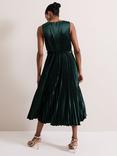 Phase Eight Simara Velvet Pleated Midi Dress, Emerald