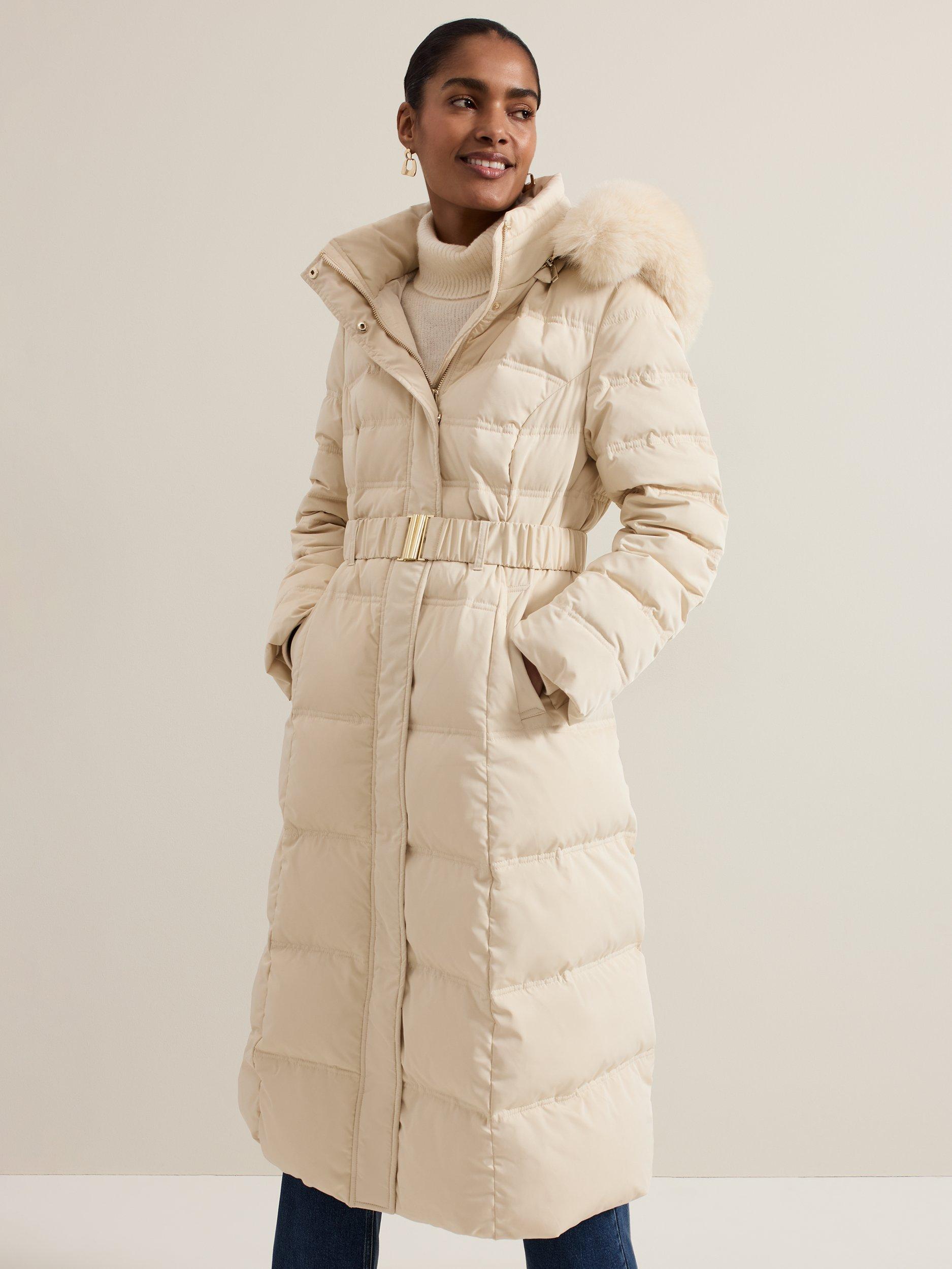 Phase Eight Dixie Long Puffer Coat Ivory