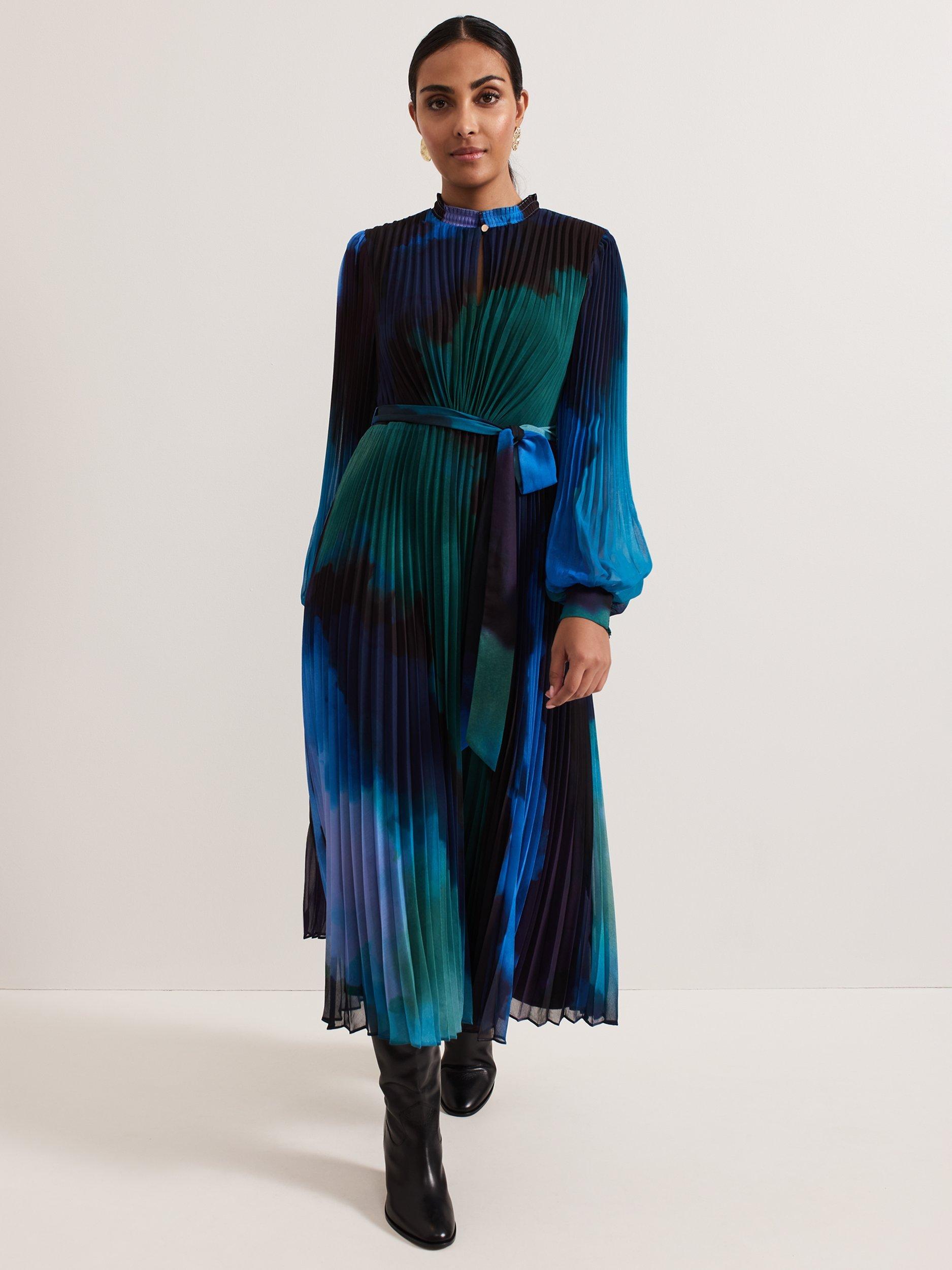 Phase Eight Petite Sophie Pleated Dress, Multi