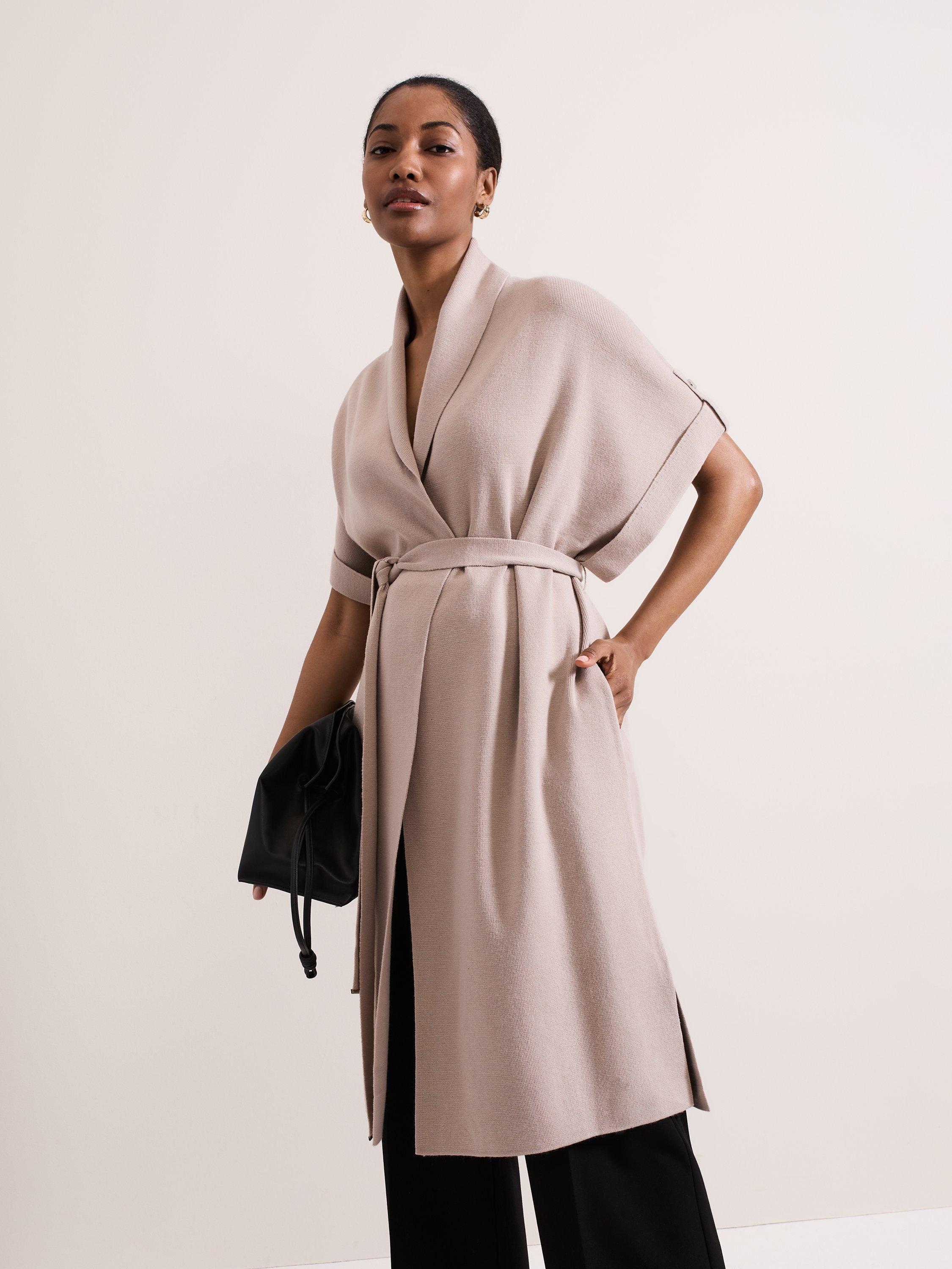 Product image 1 of 9, which shows Phase Eight Wendy Wool Blend Gilet, Stone, XS