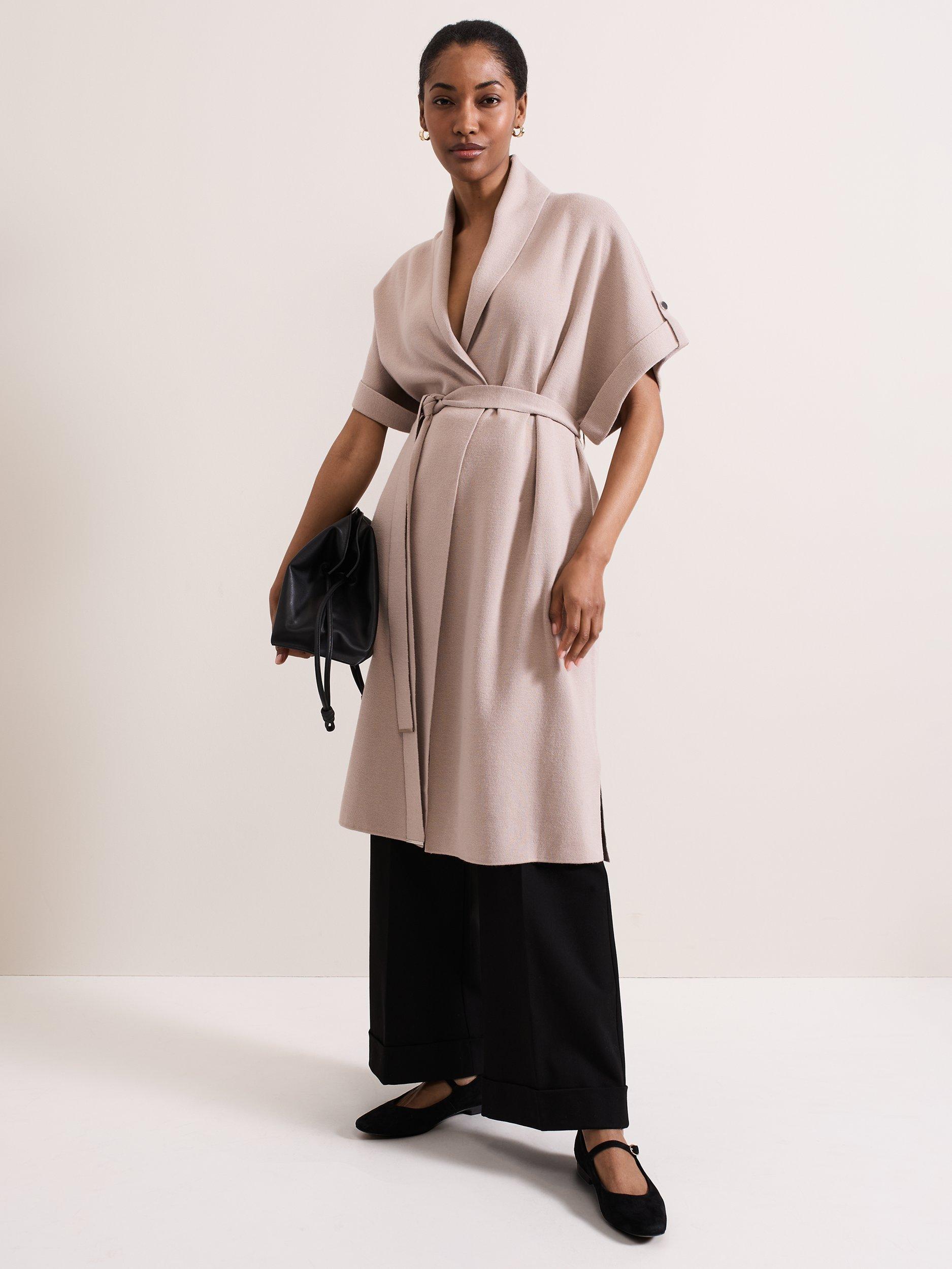 Product image 3 of 9, which shows Phase Eight Wendy Wool Blend Gilet, Stone, XS