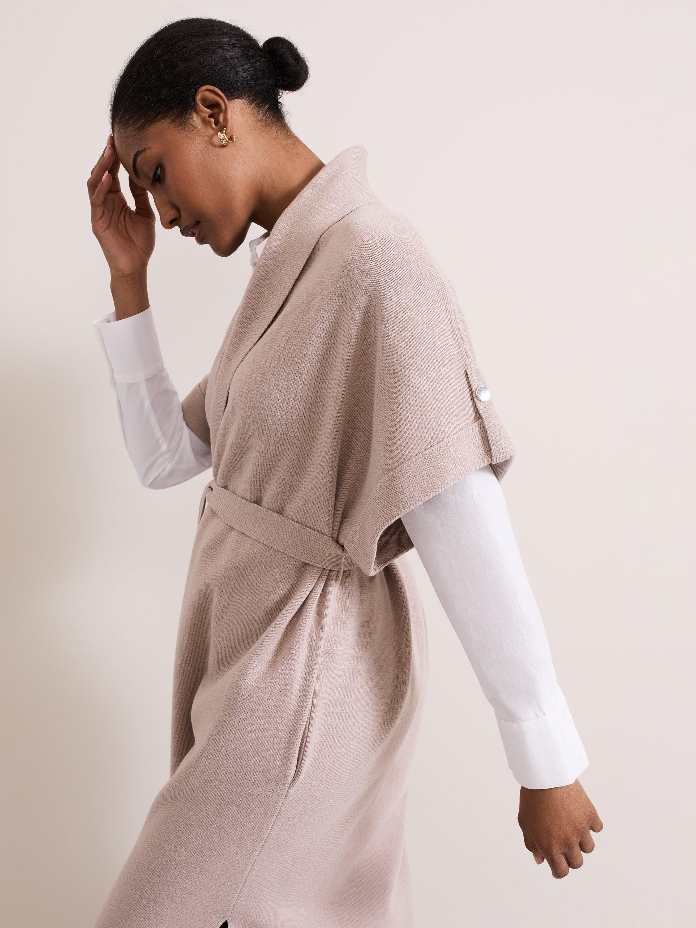 Product image 7 of 9, which shows Phase Eight Wendy Wool Blend Gilet, Stone, XS