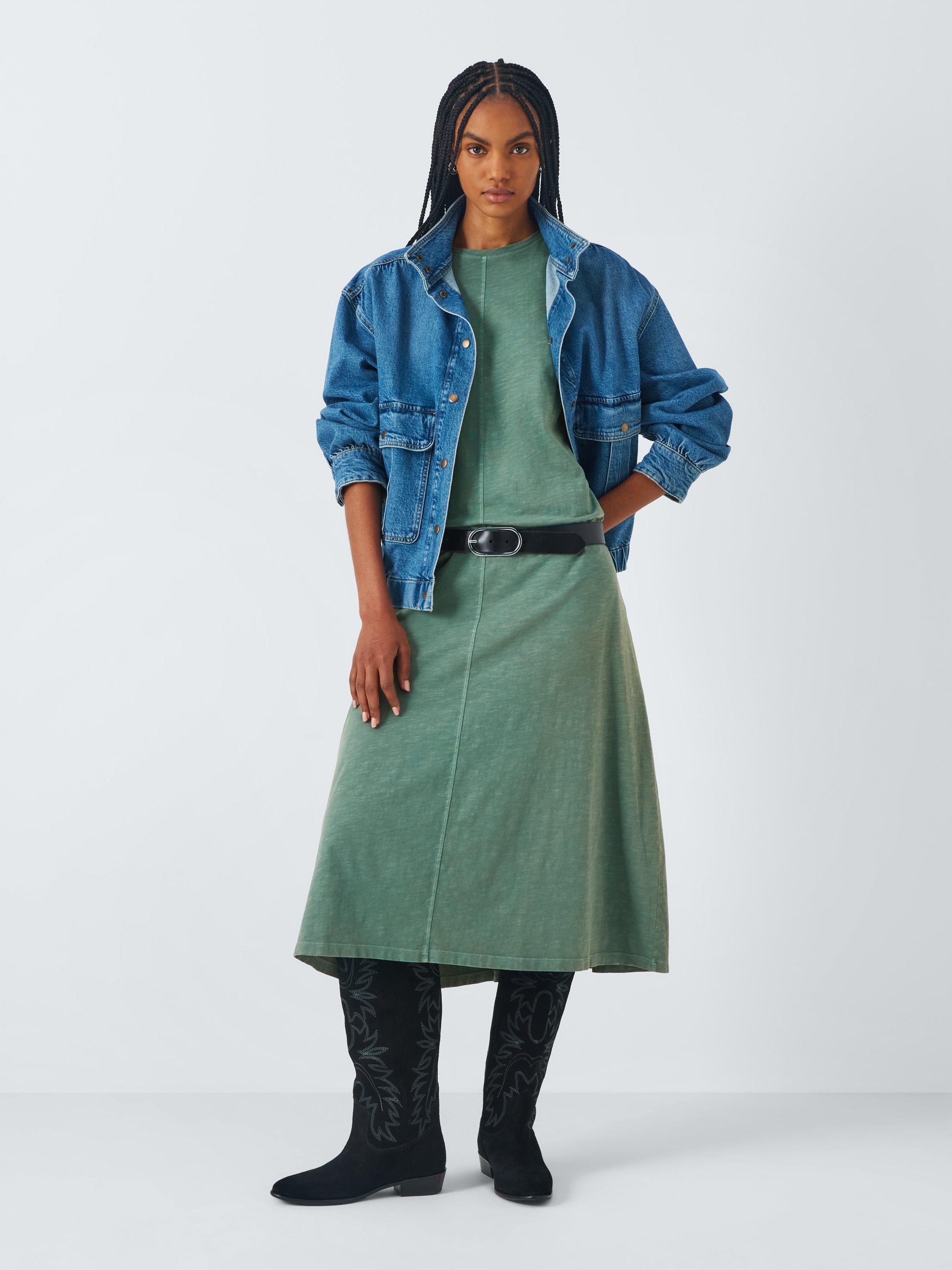Product image 3 of 6, which shows AND/OR Kirby Jersey Dress, Green, 6