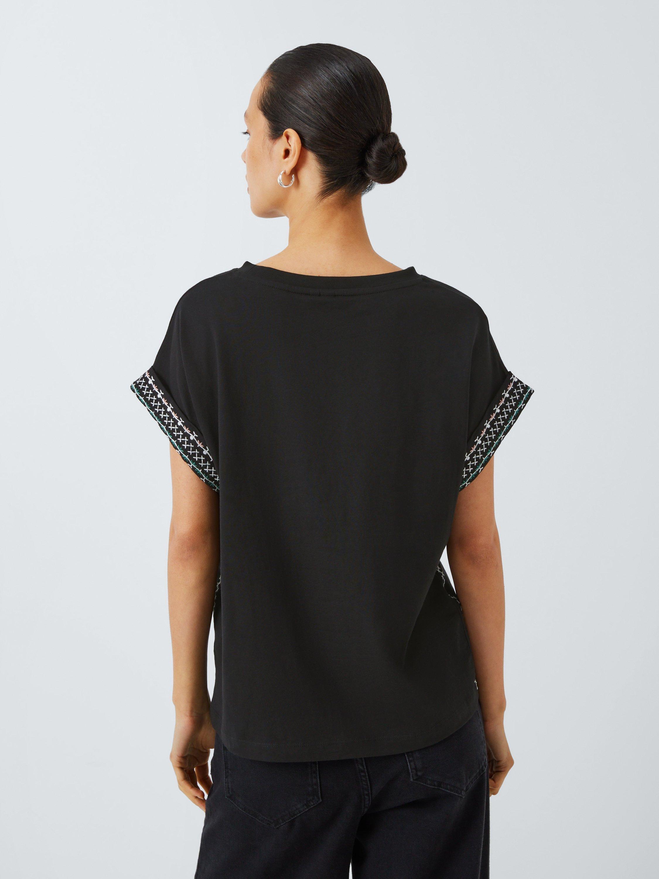 Product image 2 of 6, which shows AND/OR Thea Embroidered Tank Top, Black, 6