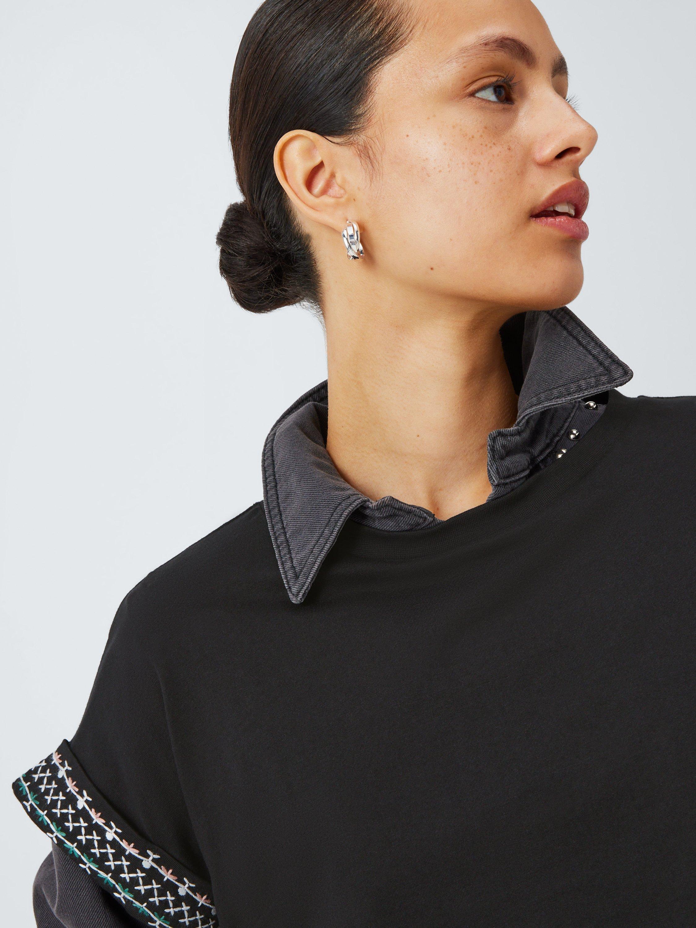 Product image 5 of 6, which shows AND/OR Thea Embroidered Tank Top, Black, 6