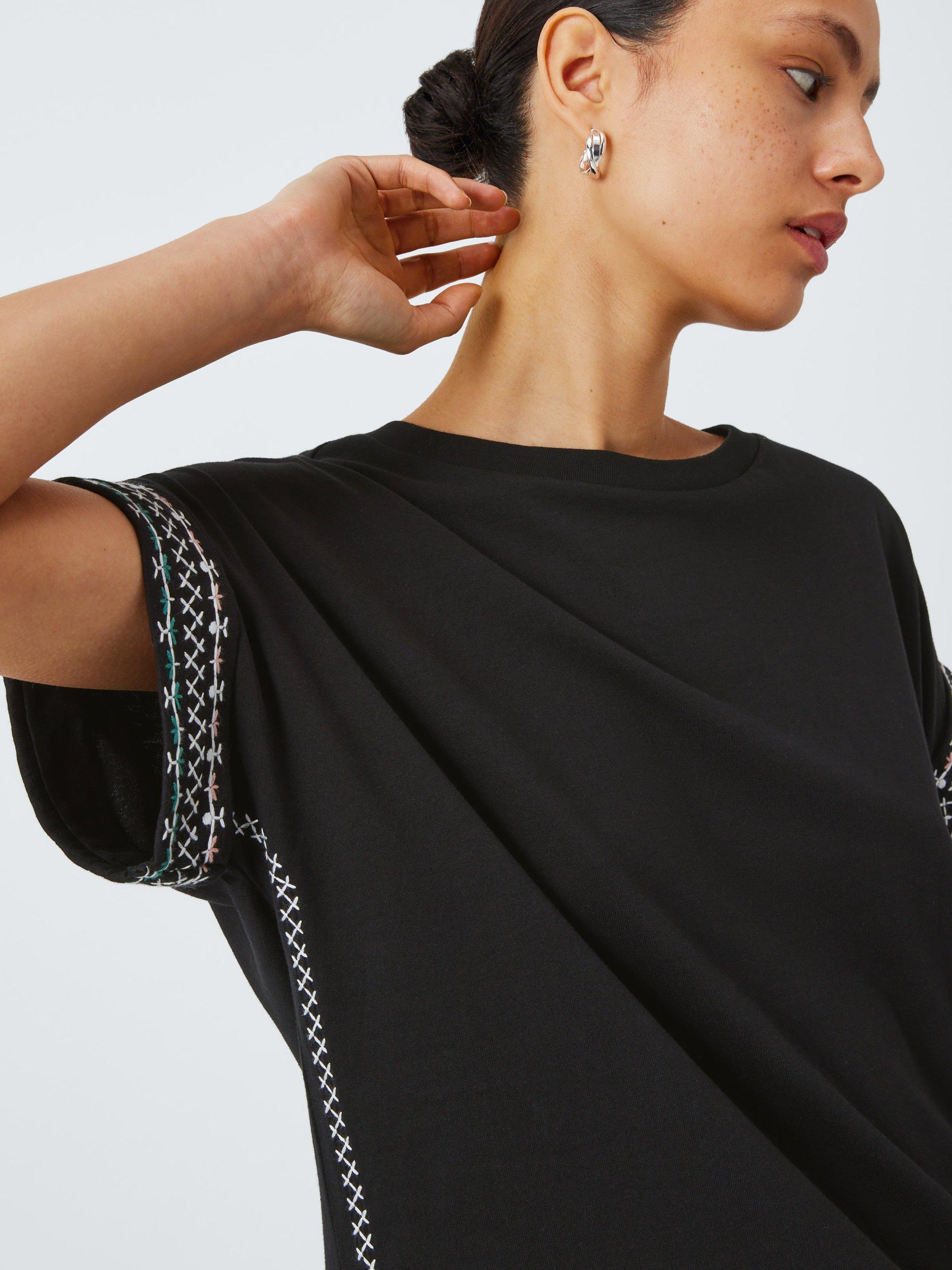 Product image 6 of 6, which shows AND/OR Thea Embroidered Tank Top, Black, 6